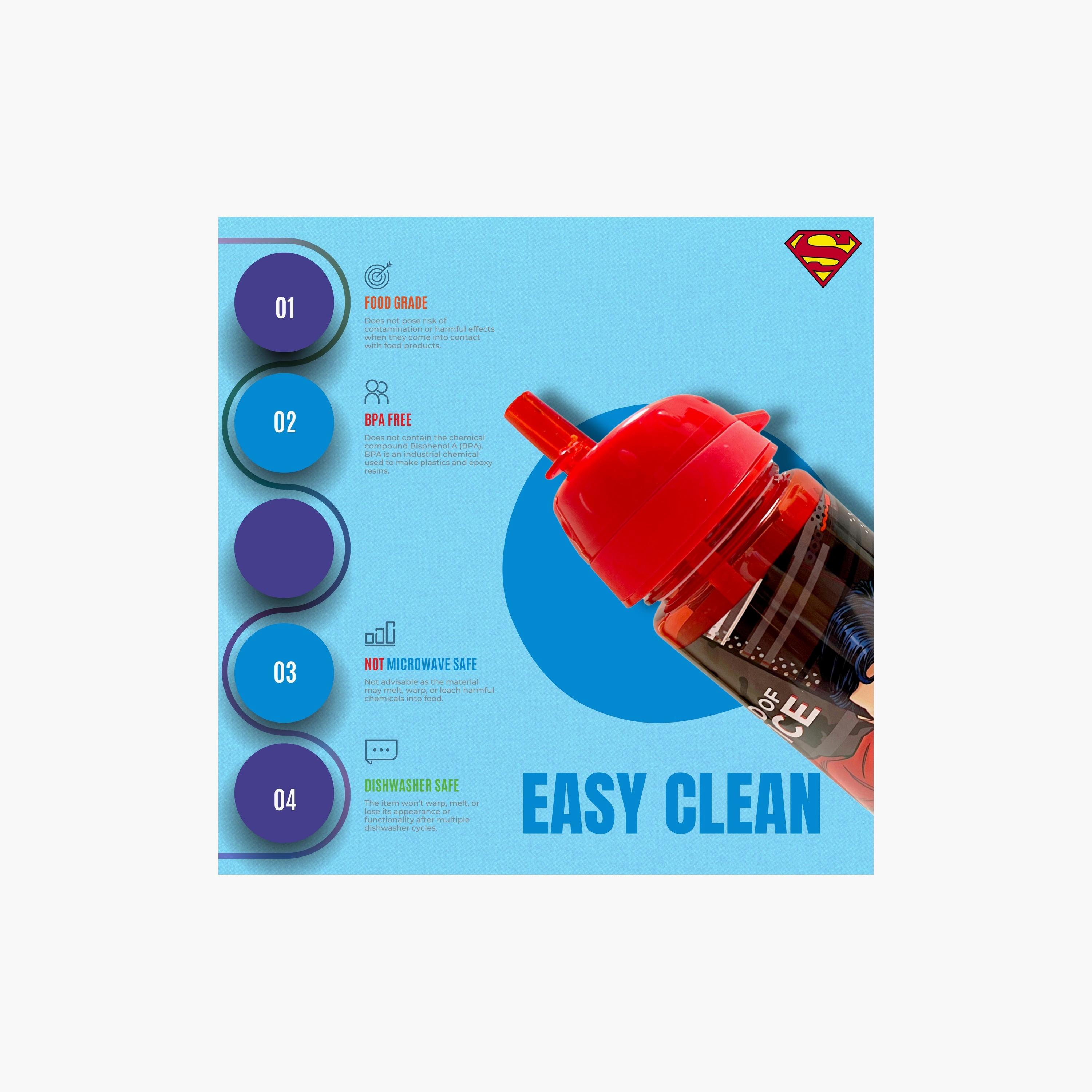 Warner Bros Superman Printed BPA Free Water Bottle - 750ml - Red-school-waterbottles-image-5