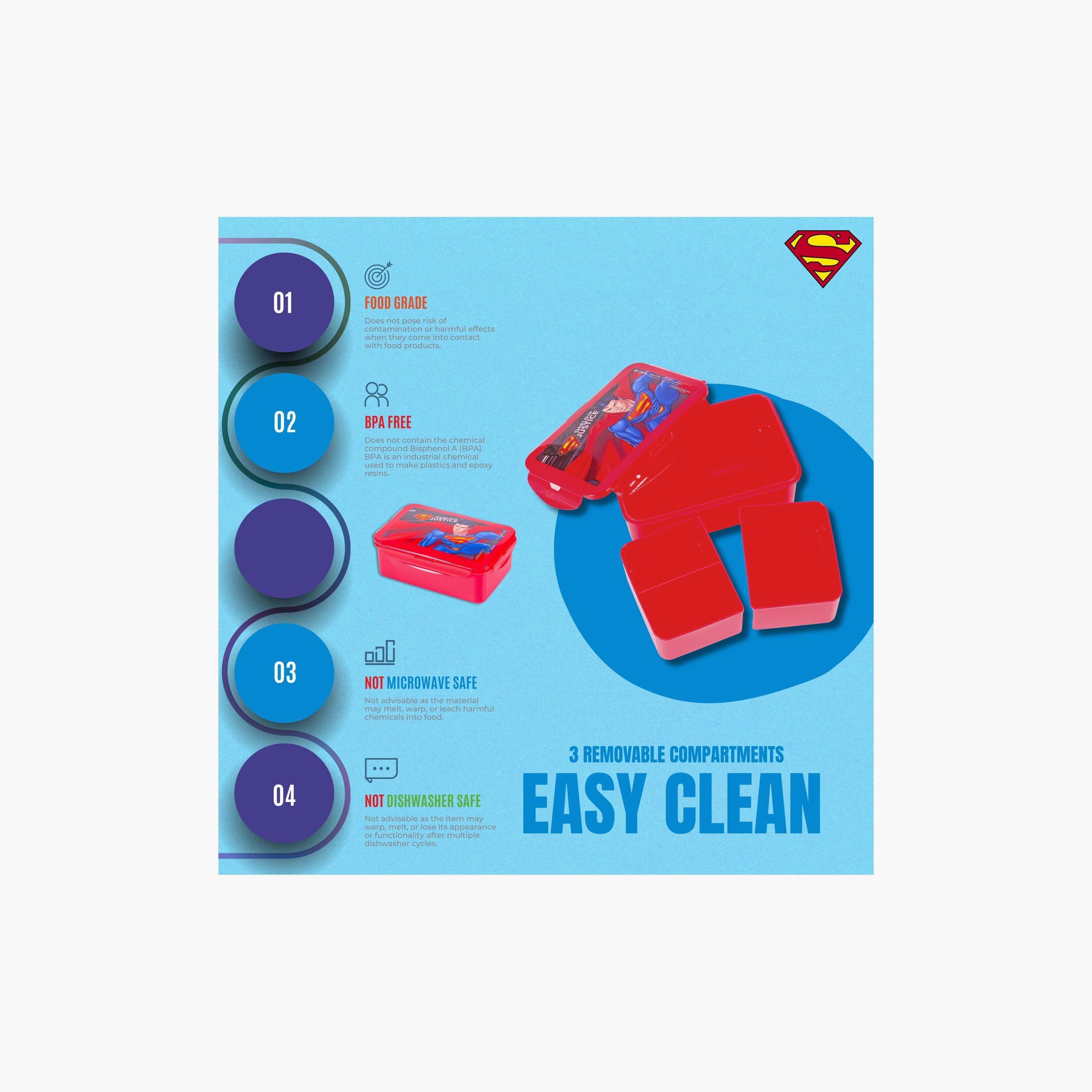 علبة غداء مطبوعة عليها سوبرمان من وارنر بروز - أحمر-school-lunchessentials-lunchboxes-image-5