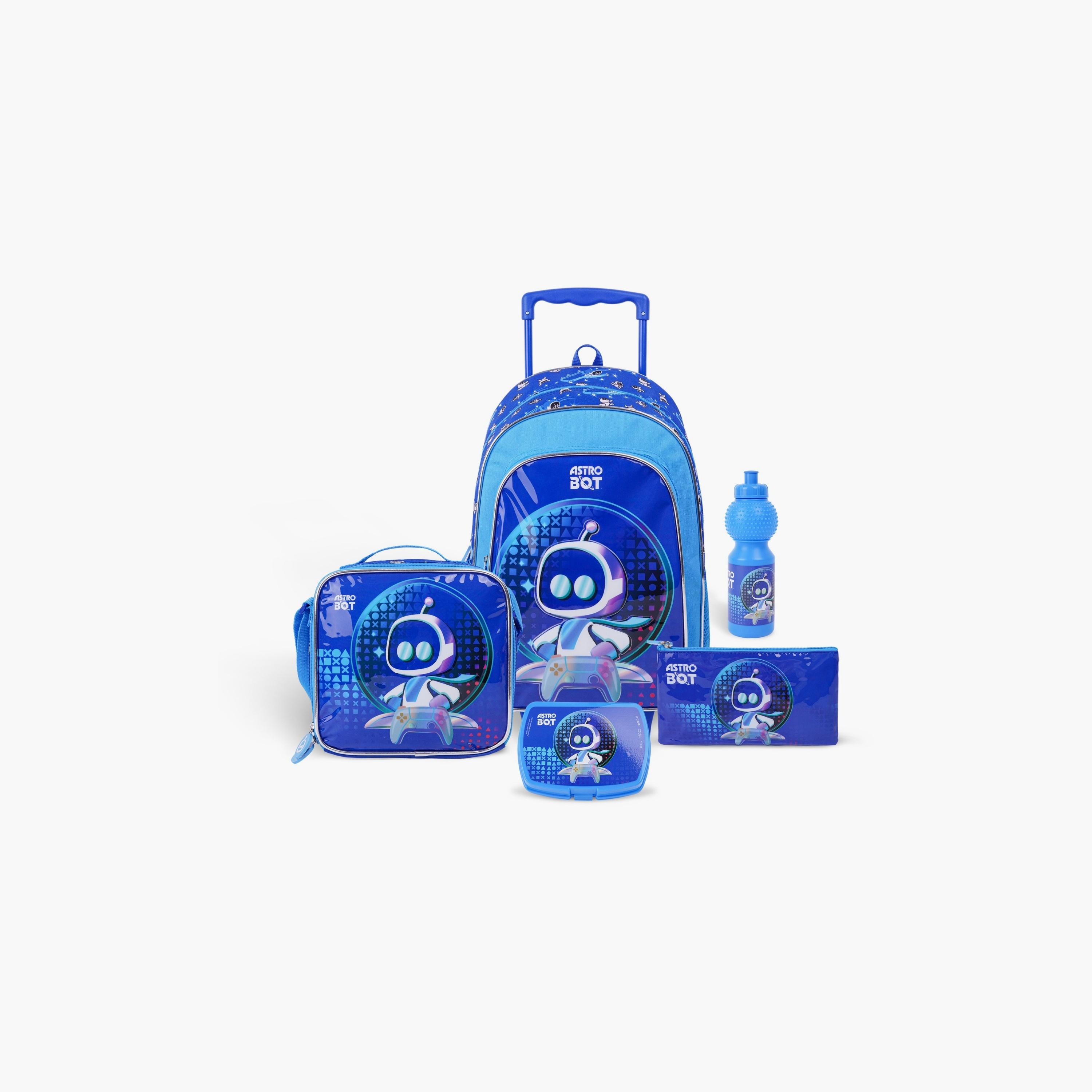 Sony 5-Piece Printed Trolley Backpack Set - 18 inch - Blue-school-bagsandbackpacks-trolleybags-image-1