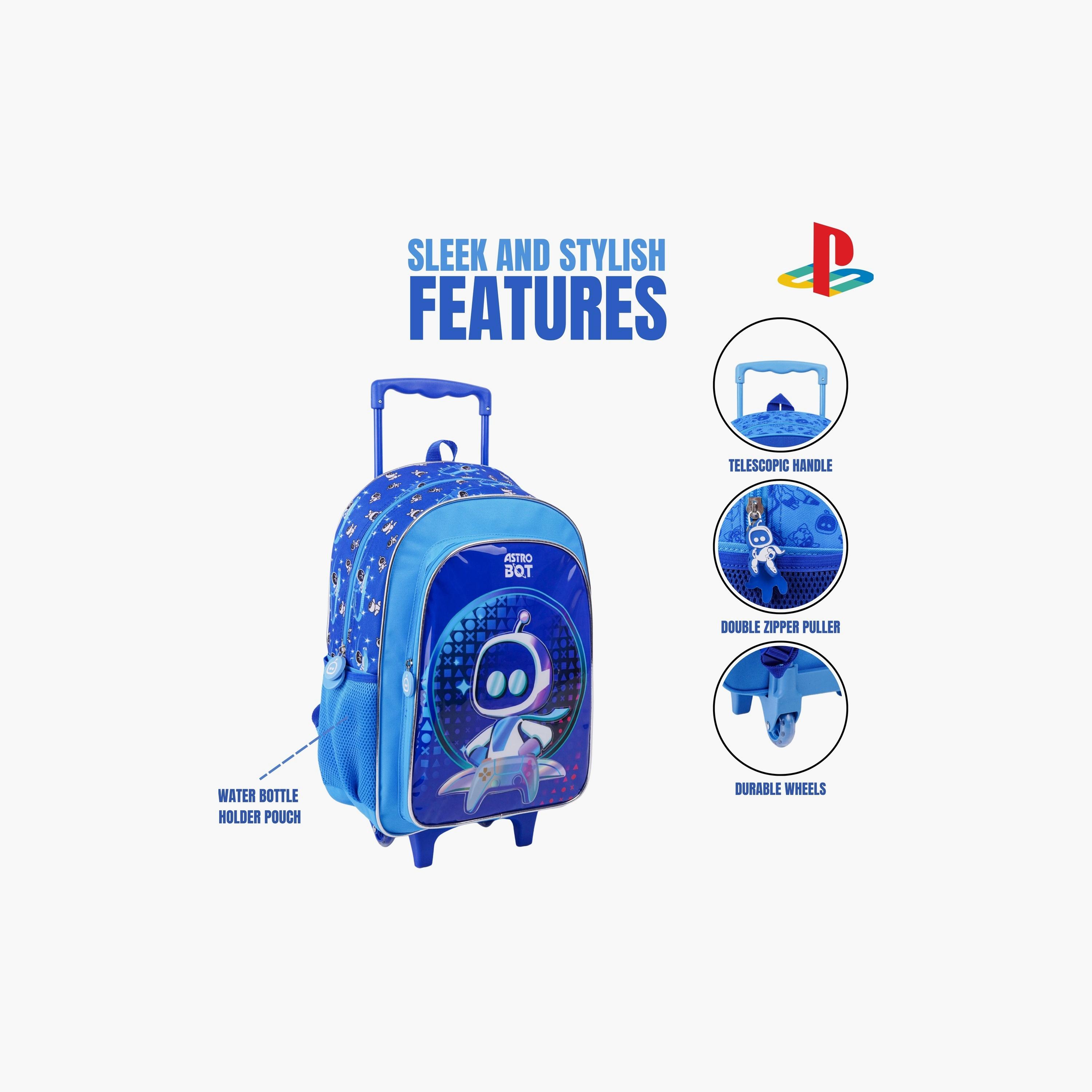 Sony 5-Piece Printed Trolley Backpack Set - 18 inch - Blue-school-bagsandbackpacks-trolleybags-image-3