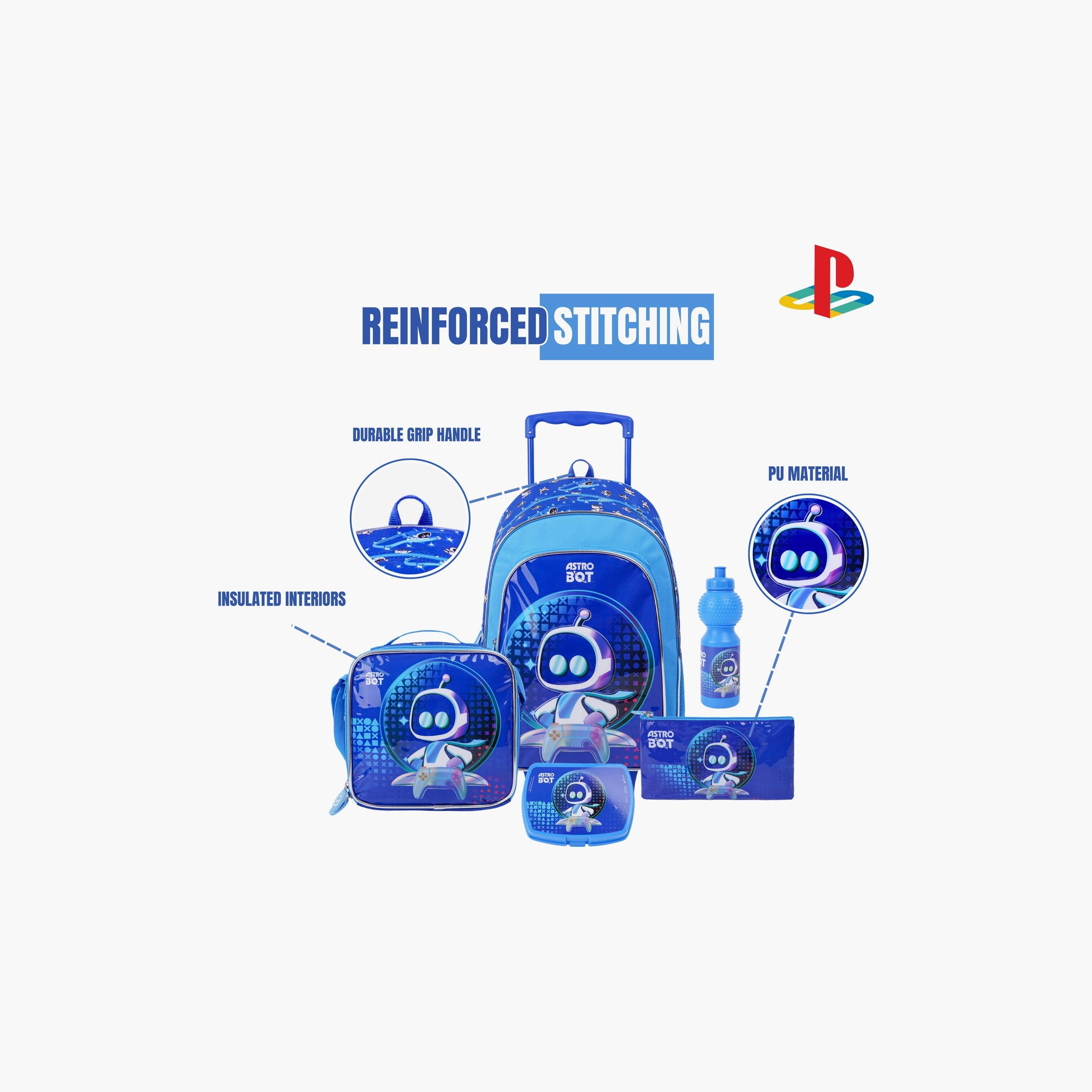 Sony 5-Piece Printed Trolley Backpack Set - 18 inch - Blue-school-bagsandbackpacks-trolleybags-image-4