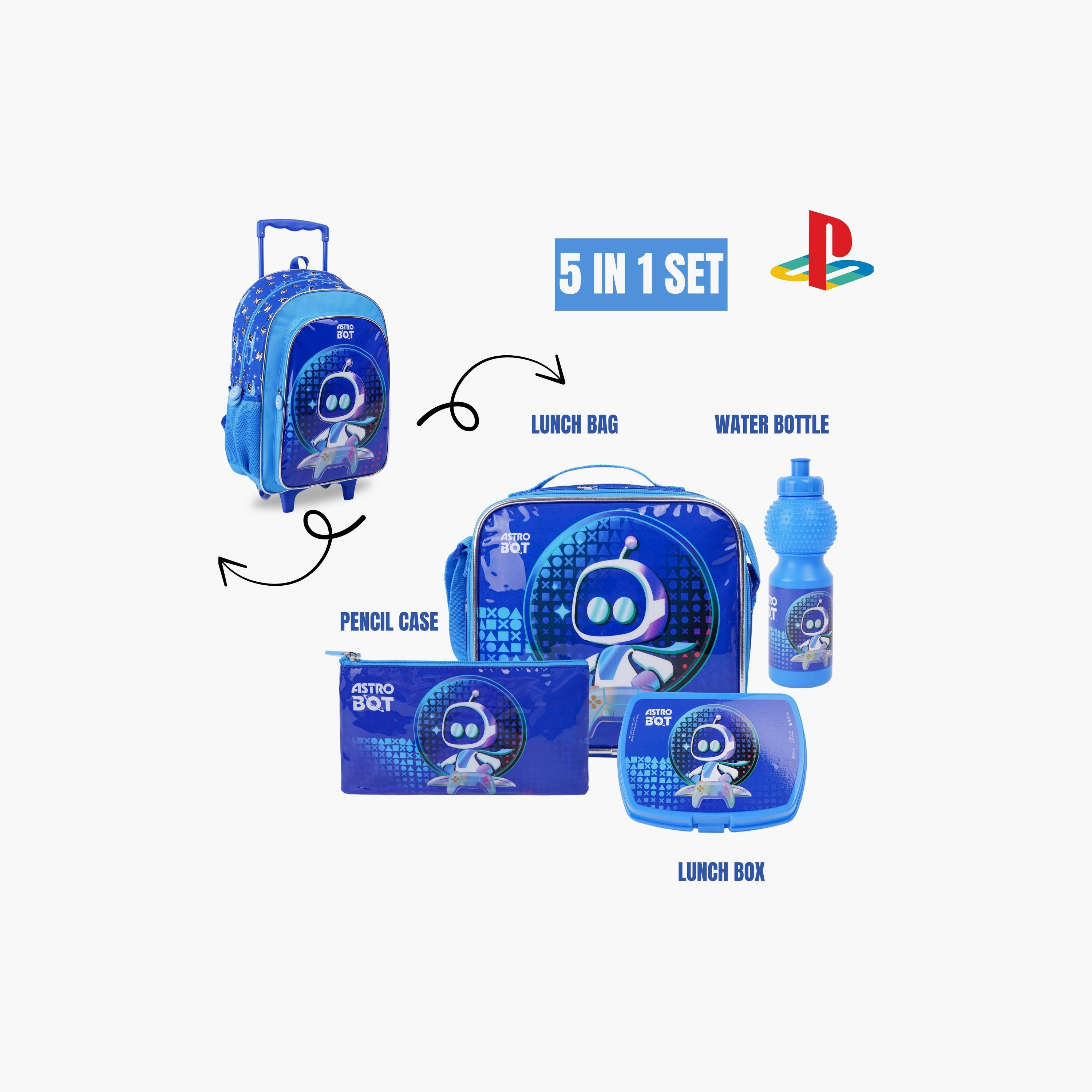 Sony 5-Piece Printed Trolley Backpack Set - 18 inch - Blue-school-bagsandbackpacks-trolleybags-image-5