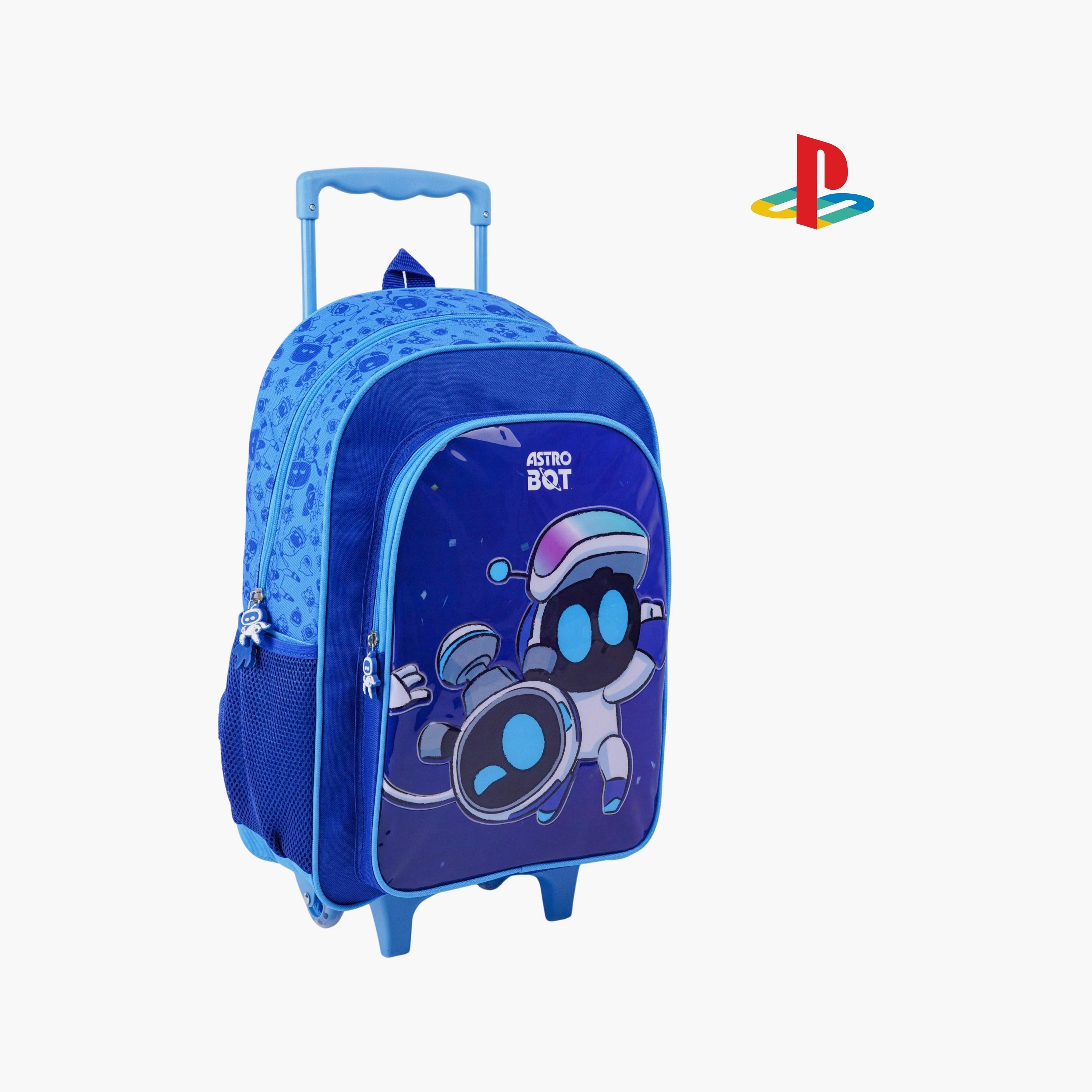 حقيبة ظهر بعجلات (ترولي) مطبوعة مكونة من 5 قطع من سوني - 18 بوصة - أزرق-school-bagsandbackpacks-trolleybags-image-2