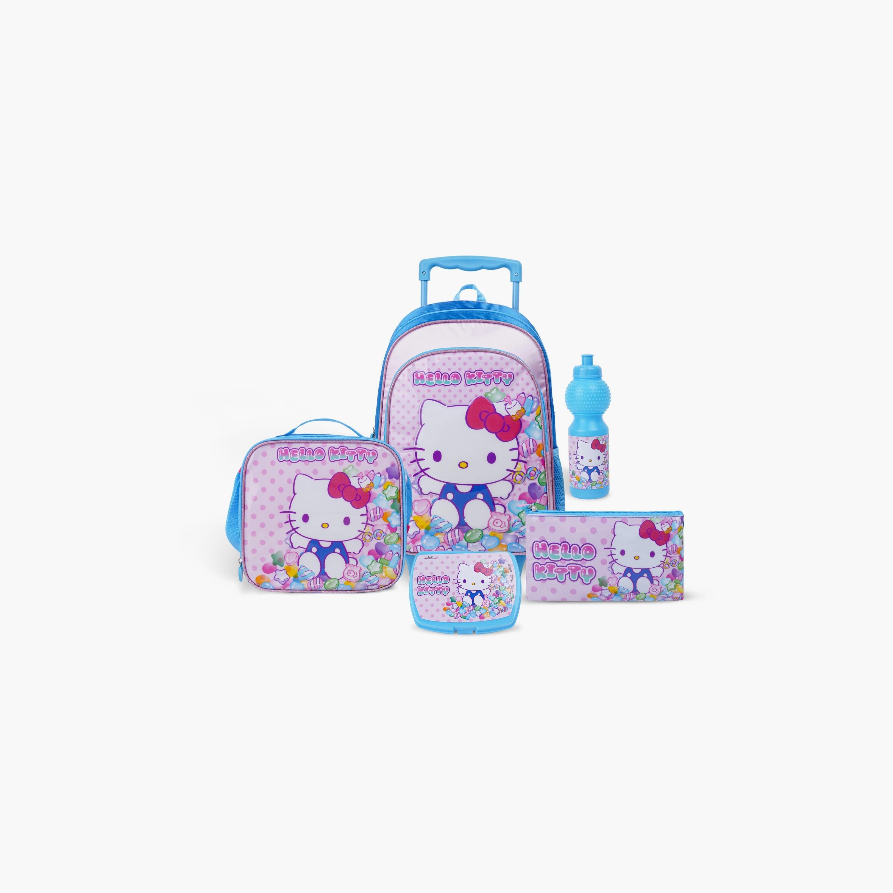 Sanrio 5-Piece Cat Printed Trolley Backpack Set - 16 inch - Multicolour-school-bagsandbackpacks-trolleybags-image-1