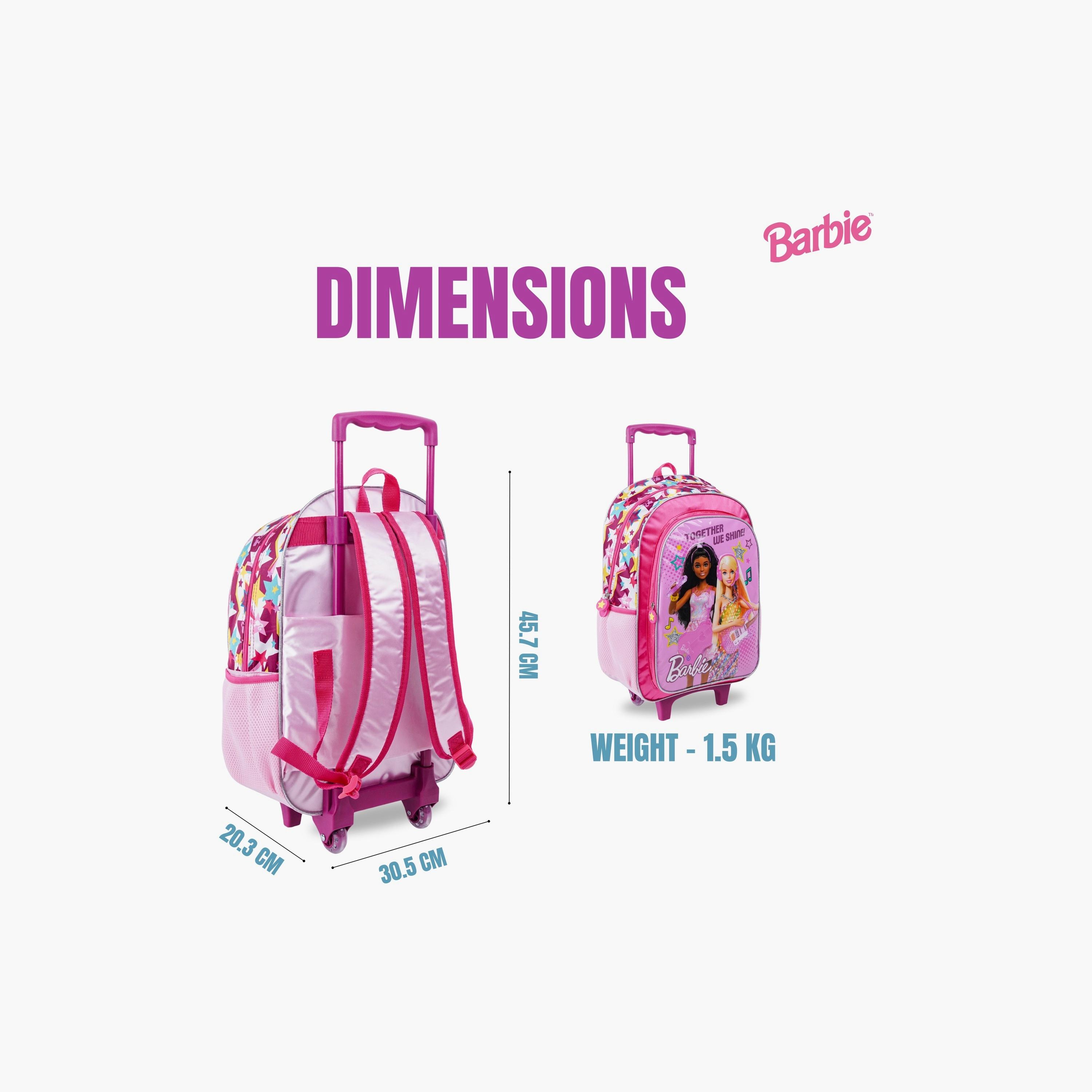 Mattel 5-Piece Barbie Printed Trolley Backpack Set - 18 inch - Pink-school-bagsandbackpacks-trolleybags-image-6