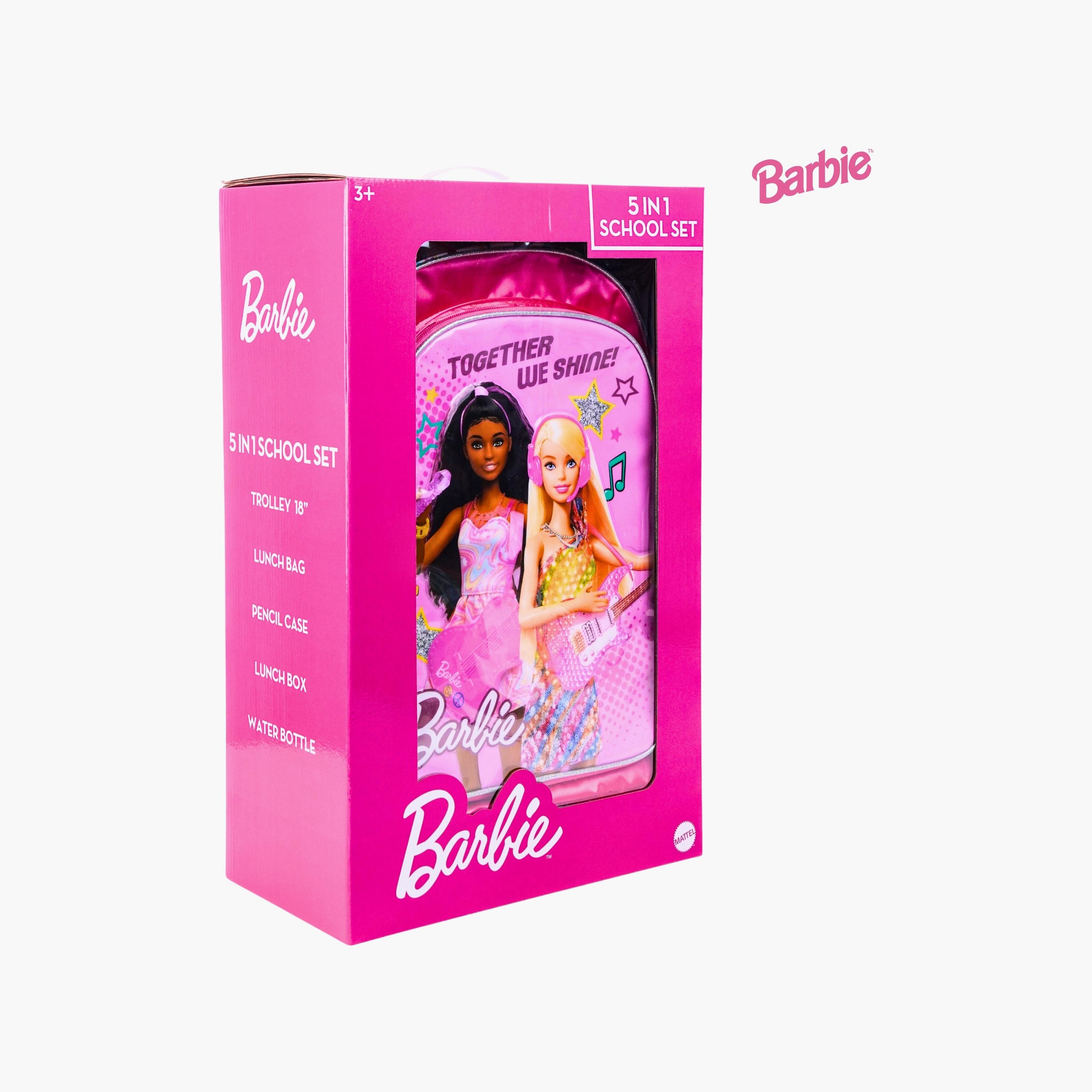 Mattel 5-Piece Barbie Printed Trolley Backpack Set - 18 inch - Pink-school-bagsandbackpacks-trolleybags-image-7