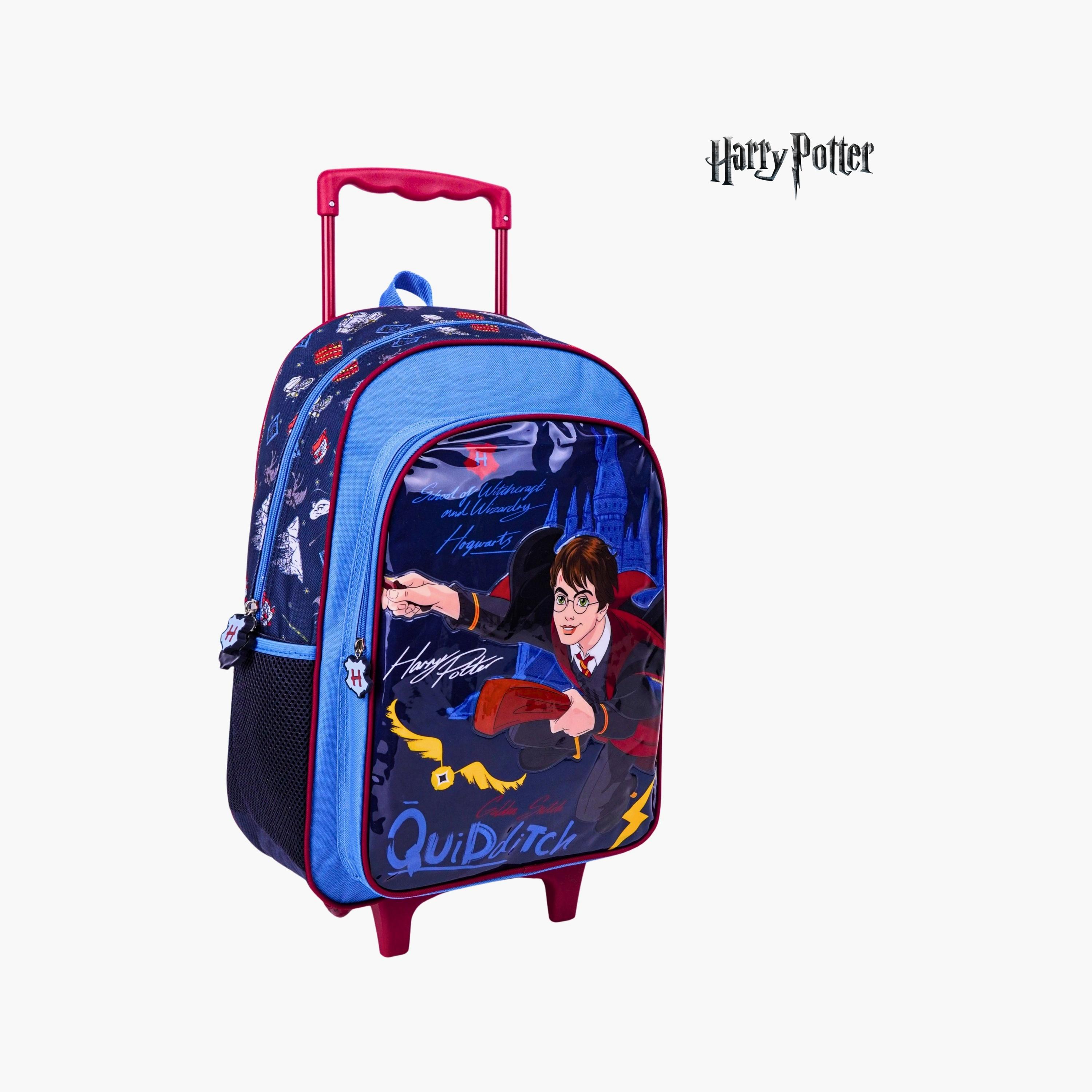 Warner Bros 5-Piece Harry Potter Printed Trolley Backpack Set - 18 inch - Blue-school-bagsandbackpacks-trolleybags-image-2