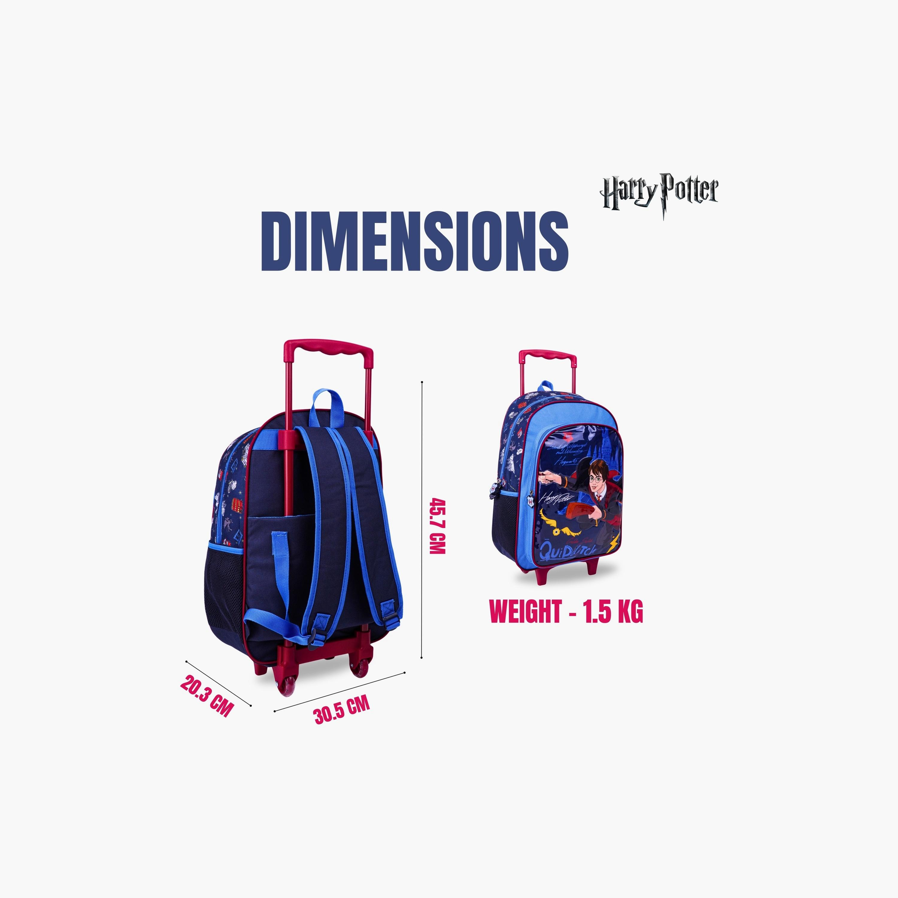 Warner Bros 5-Piece Harry Potter Printed Trolley Backpack Set - 18 inch - Blue-school-bagsandbackpacks-trolleybags-image-6