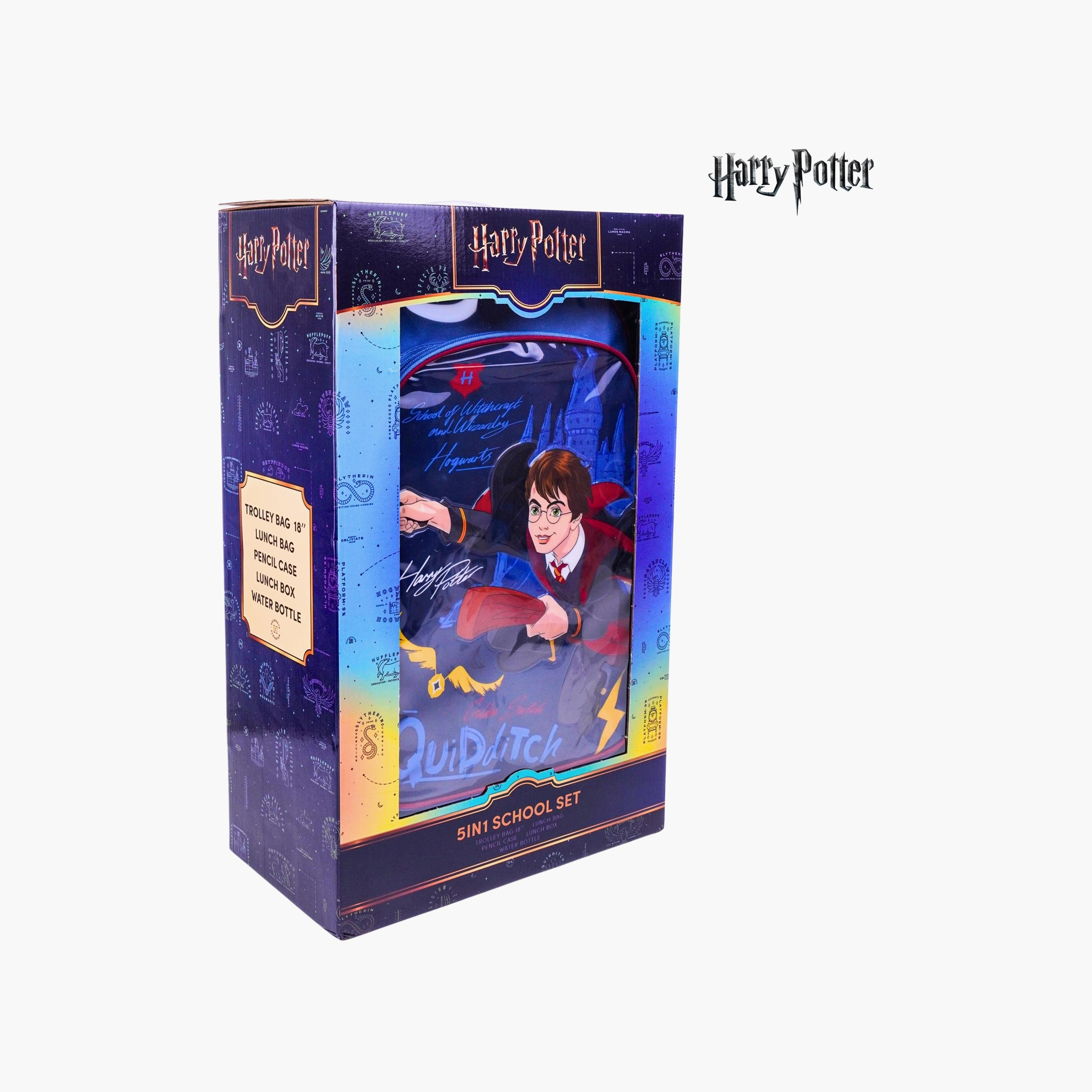 Warner Bros 5-Piece Harry Potter Printed Trolley Backpack Set - 18 inch - Blue-school-bagsandbackpacks-trolleybags-image-7