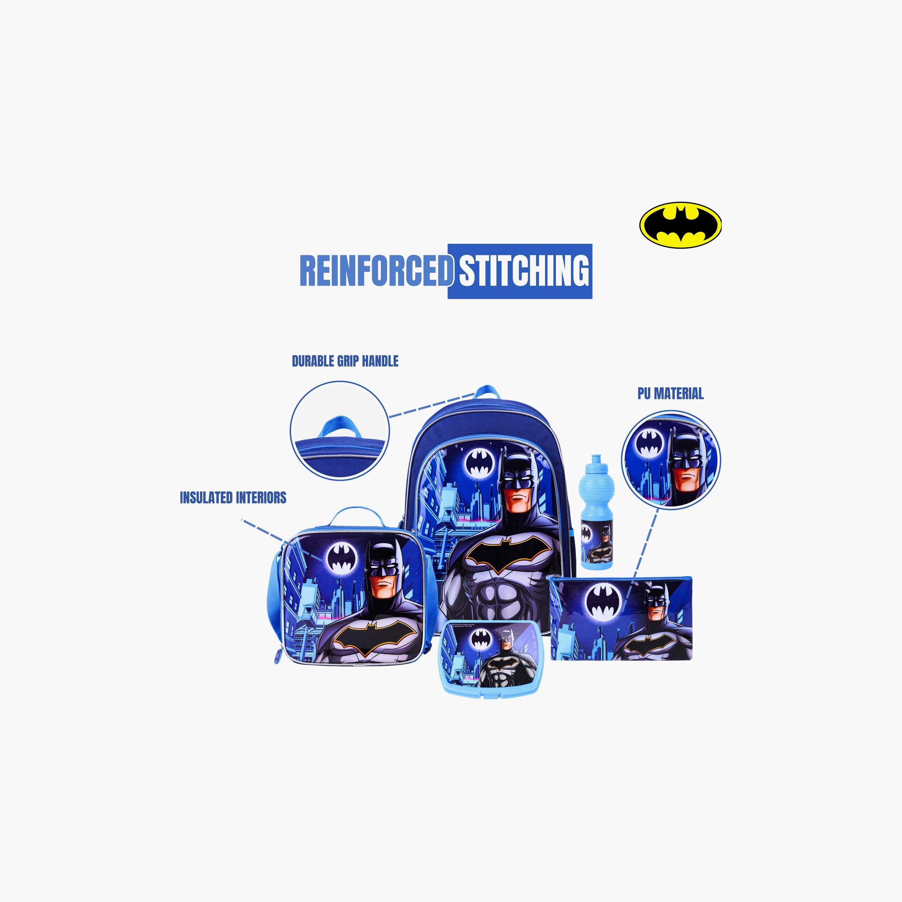 Buy Warner Bros 5-Piece Batman Printed Backpack Set - 18 inch - Blue ...