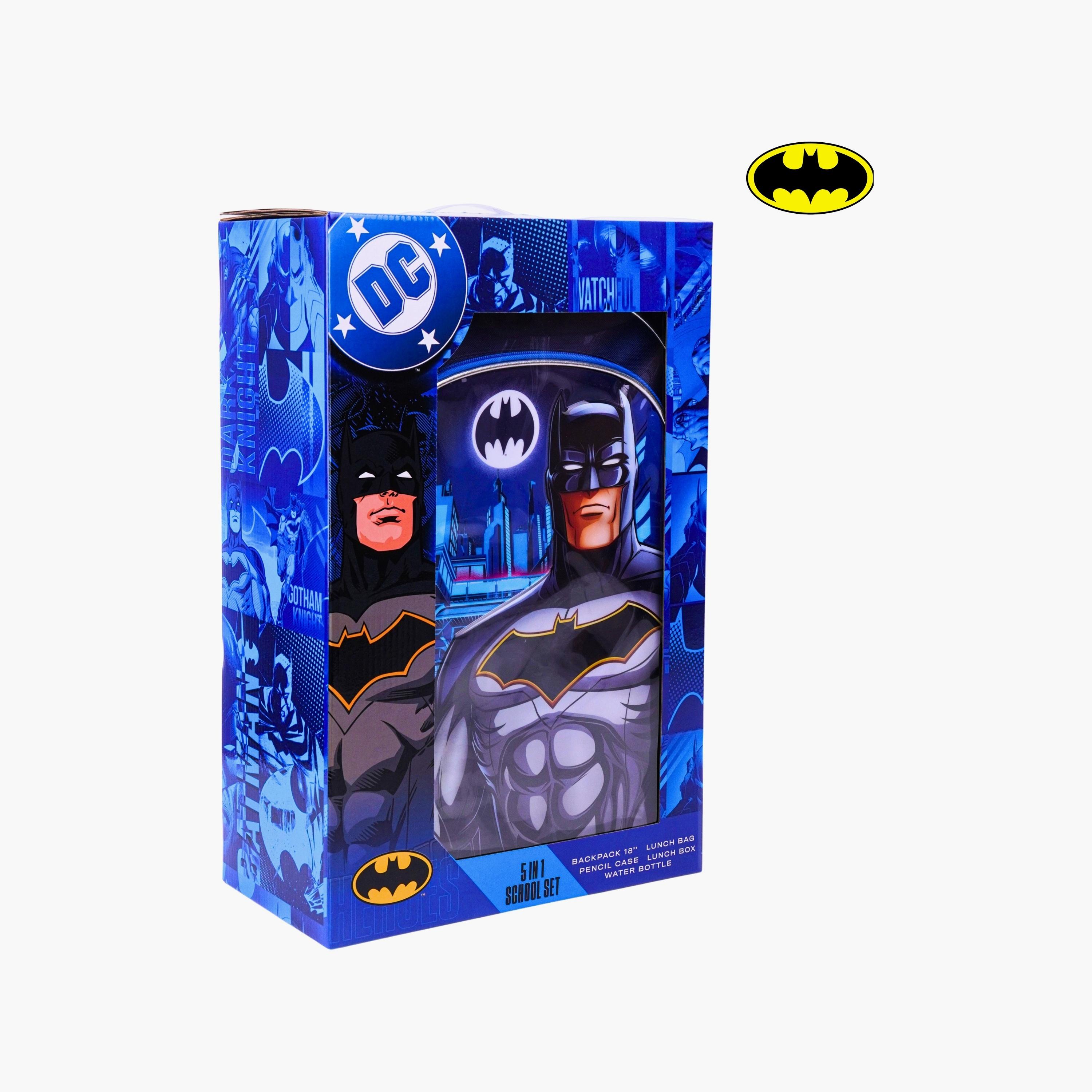 Buy Warner Bros 5-Piece Batman Printed Backpack Set - 18 inch - Blue ...