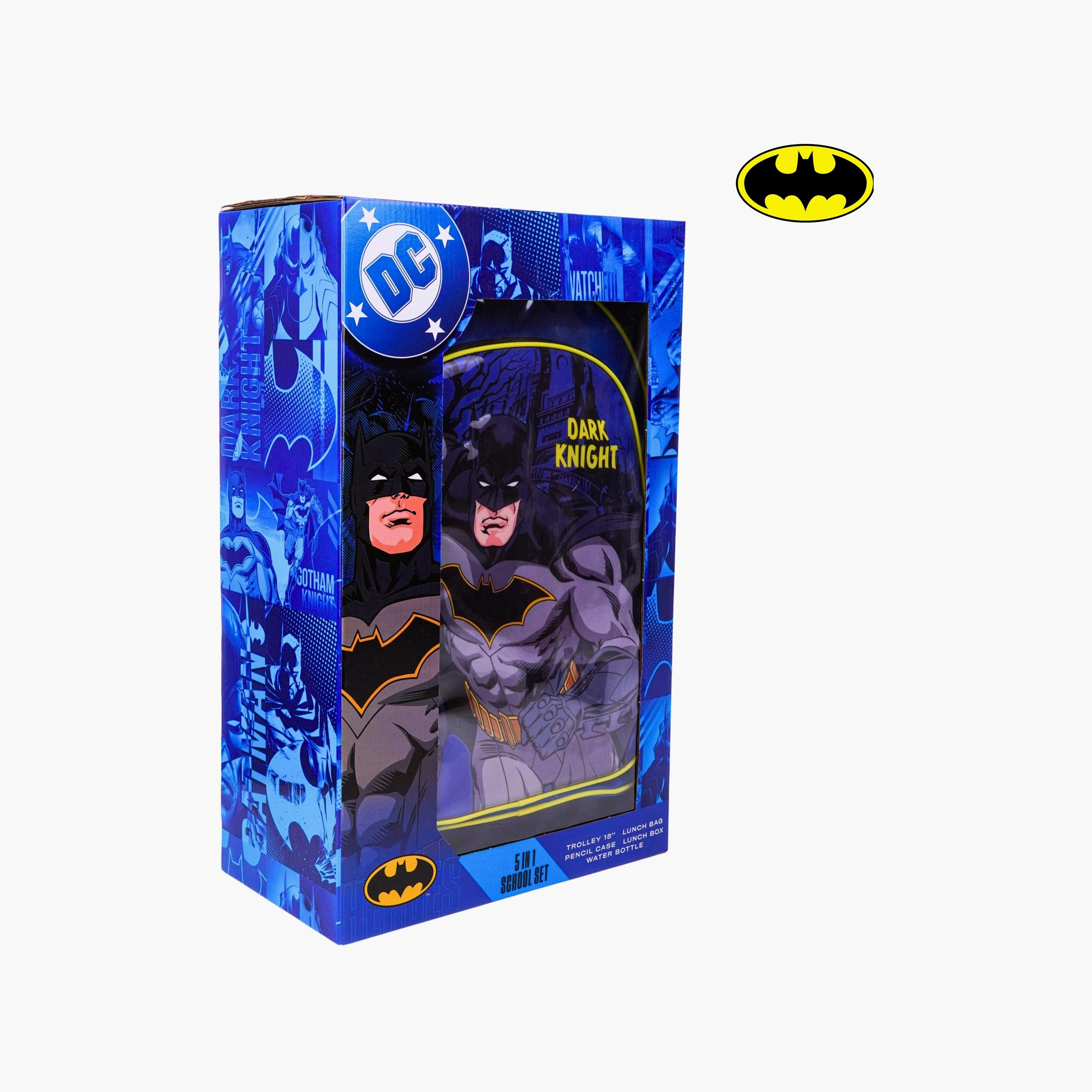 Warner Bros 5-Piece Batman Printed Trolley Backpack Set - 18 inch - Blue-school-bagsandbackpacks-trolleybags-image-7