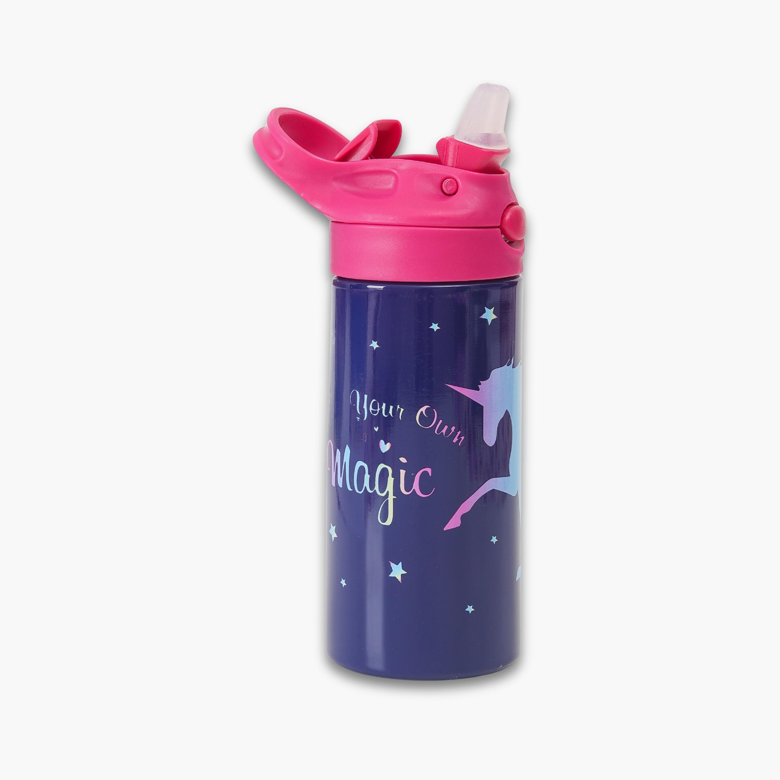 Nova Unicorn Printed BPA Free Water Bottle - 400ml - Blue-school-waterbottles-image-2