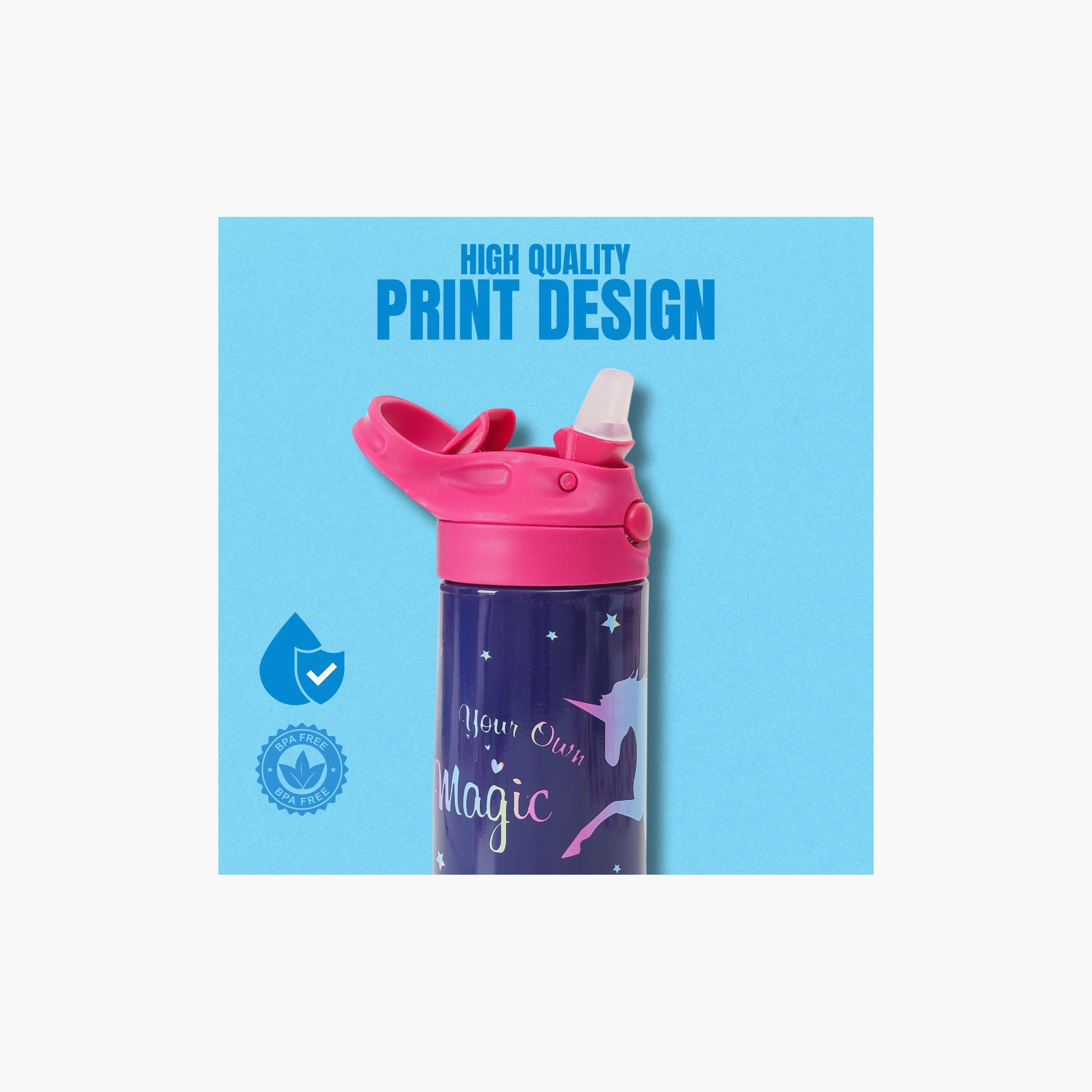 Nova Unicorn Printed BPA Free Water Bottle - 400ml - Blue-school-waterbottles-image-6