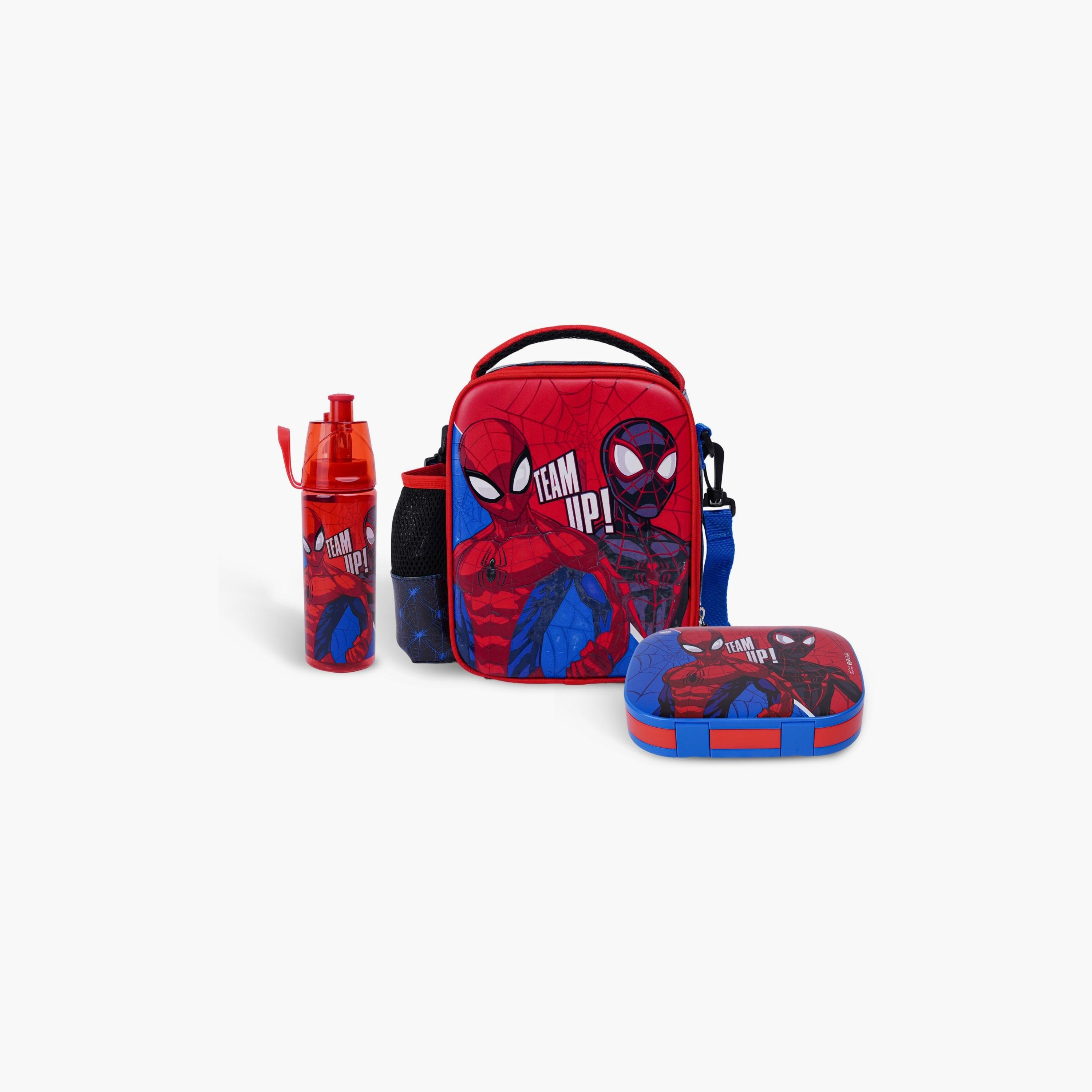 Marvel 3-Piece Spiderman Printed Lunch Bag with Lunch Box & Water Bottle - Multicolour-school-lunchessentials-lunchbags-image-1