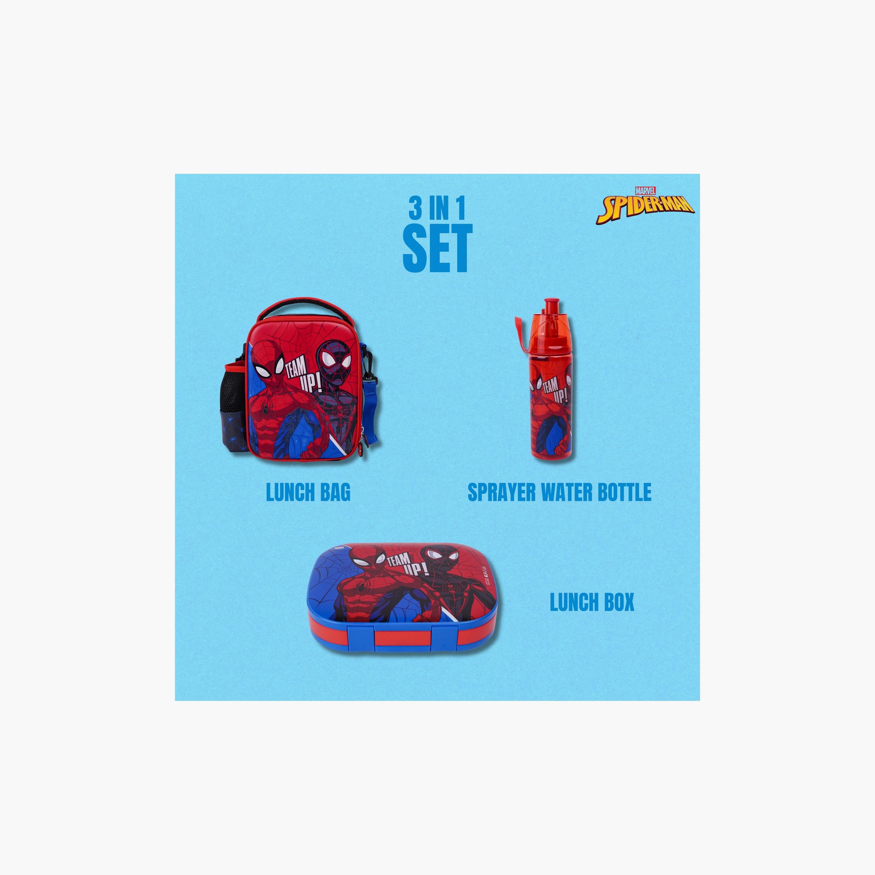 Marvel 3-Piece Spiderman Printed Lunch Bag with Lunch Box & Water Bottle - Multicolour-school-lunchessentials-lunchbags-image-3