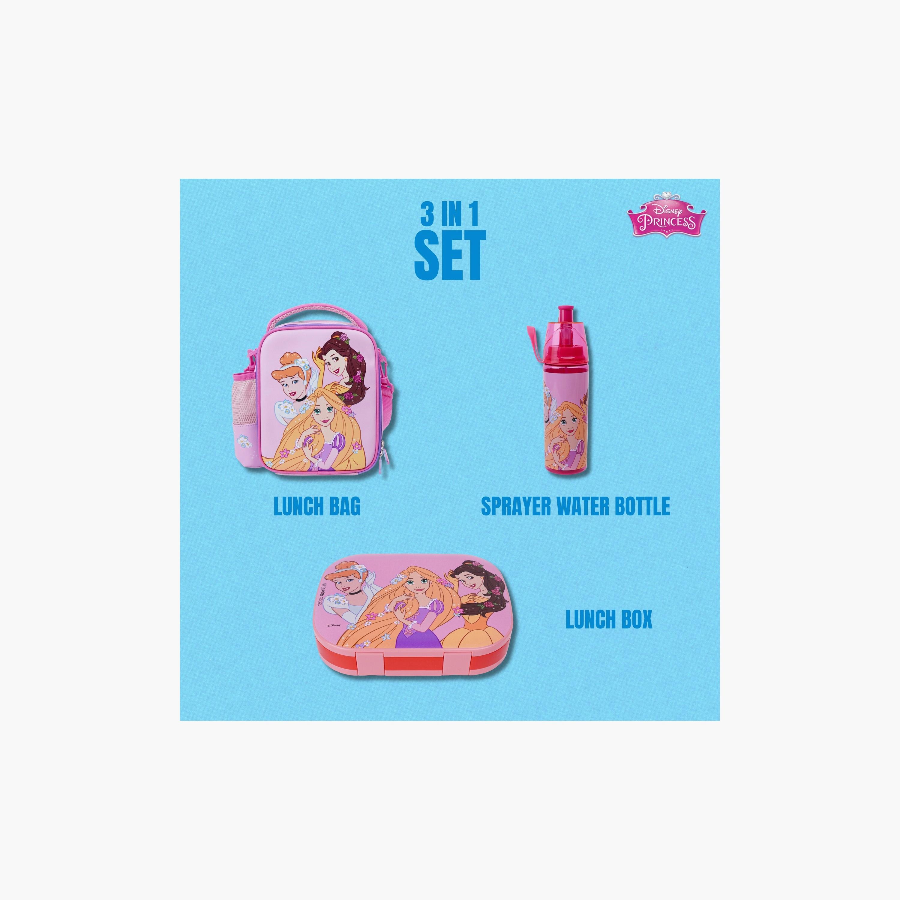 Disney 3-Piece Princess Printed Lunch Bag with Lunch Box & Water Bottle - Pink-school-lunchessentials-lunchbags-image-3