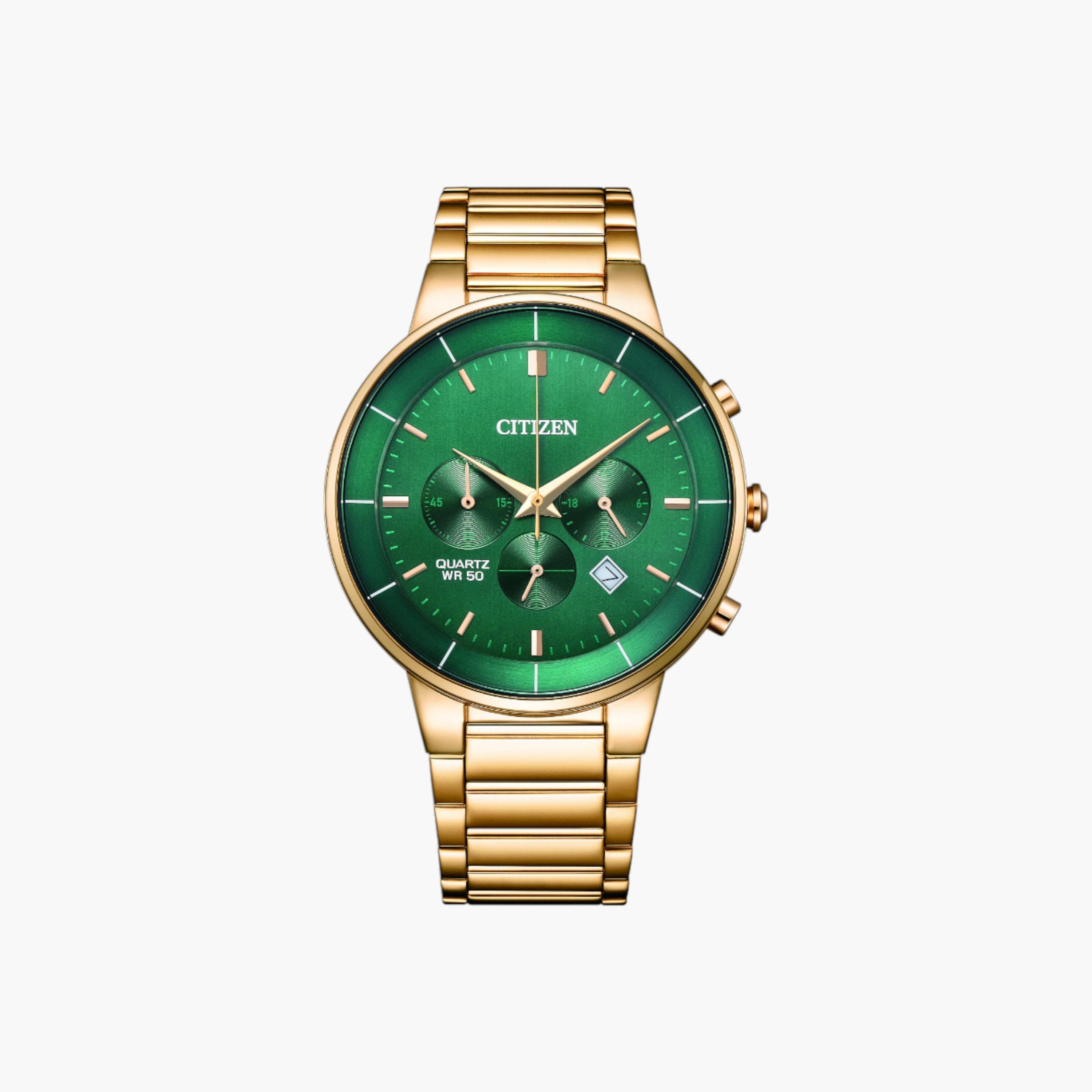 ساعة يد معدن كرونوغراف مينا أخضر من سيتزن-men-watchesandjewellery-watches-image-1