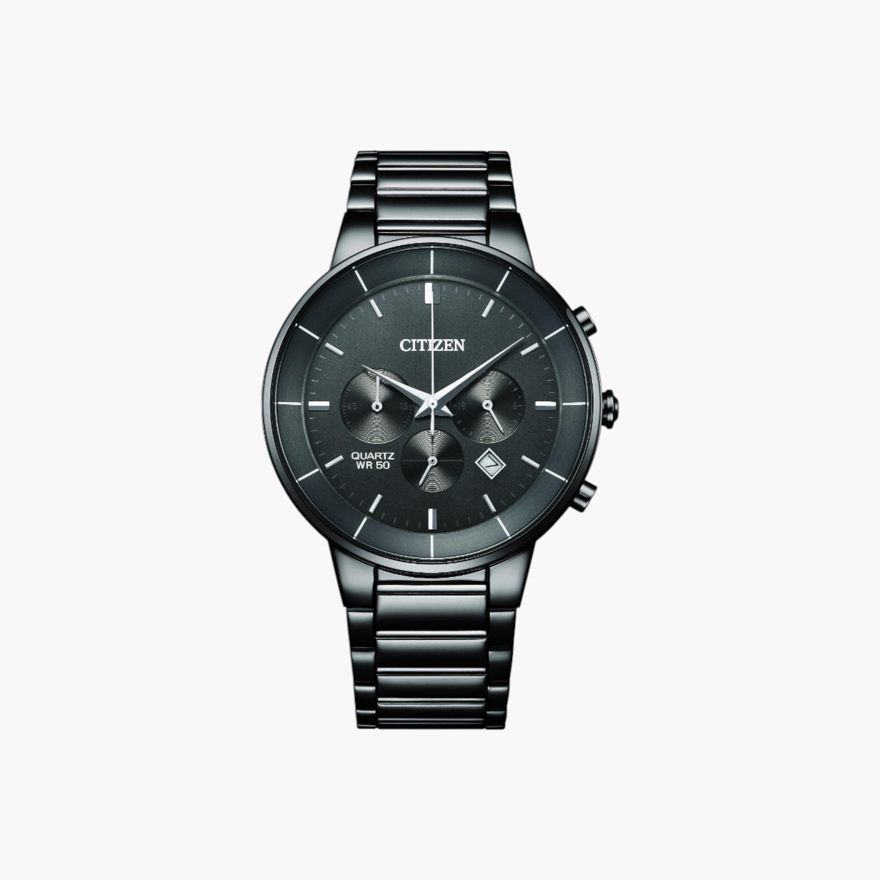 ساعة يد كرونوغراف معدن مينا أسود من سيتزن-men-watchesandjewellery-watches-image-1