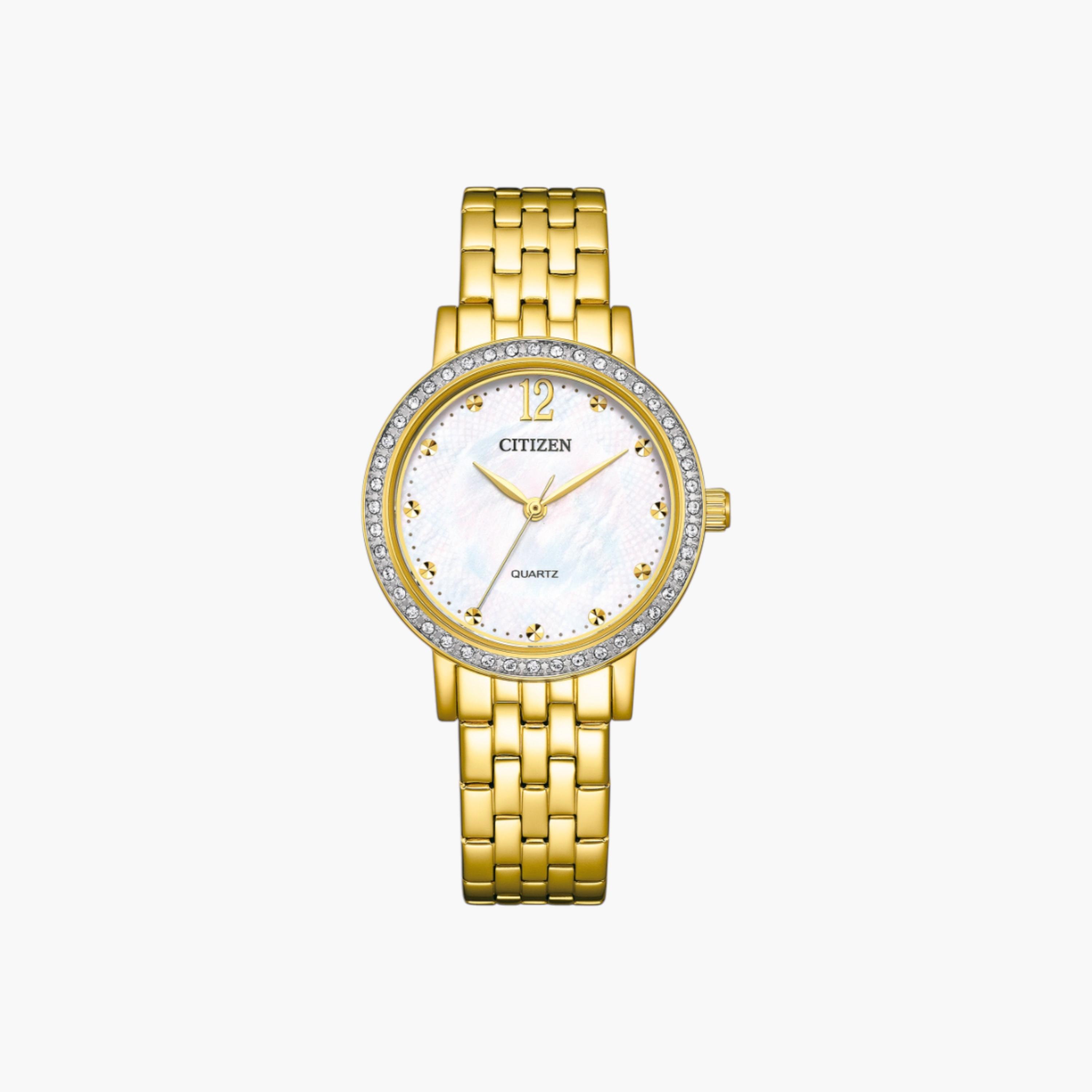 ساعة يد تناظرية باللون الذهبي للنساء من سيتزن كوارتز - EL3102-50D-women-watchesandjewellery-watches-image-1