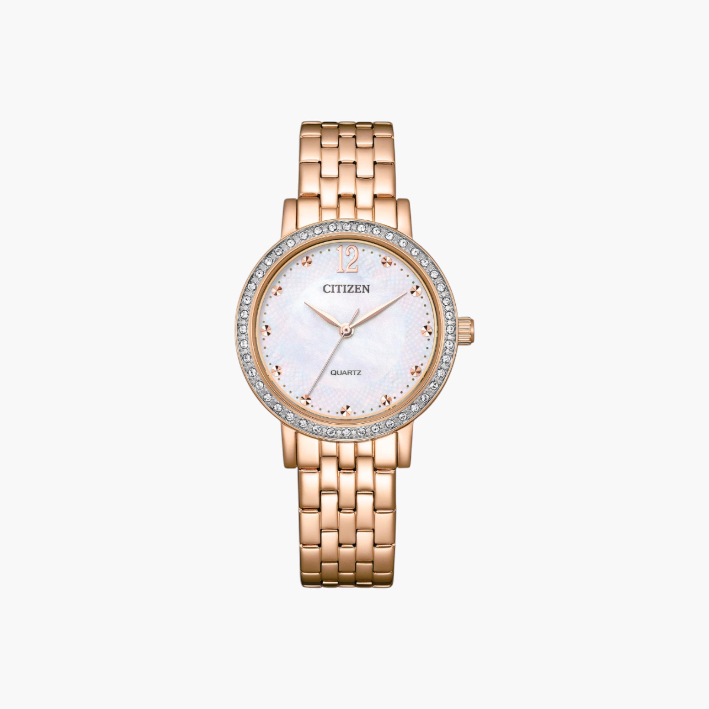 ساعة يد تناظرية باللون الذهبي الوردي للنساء من سيتزن - EL3108-53D-women-watchesandjewellery-watches-image-1