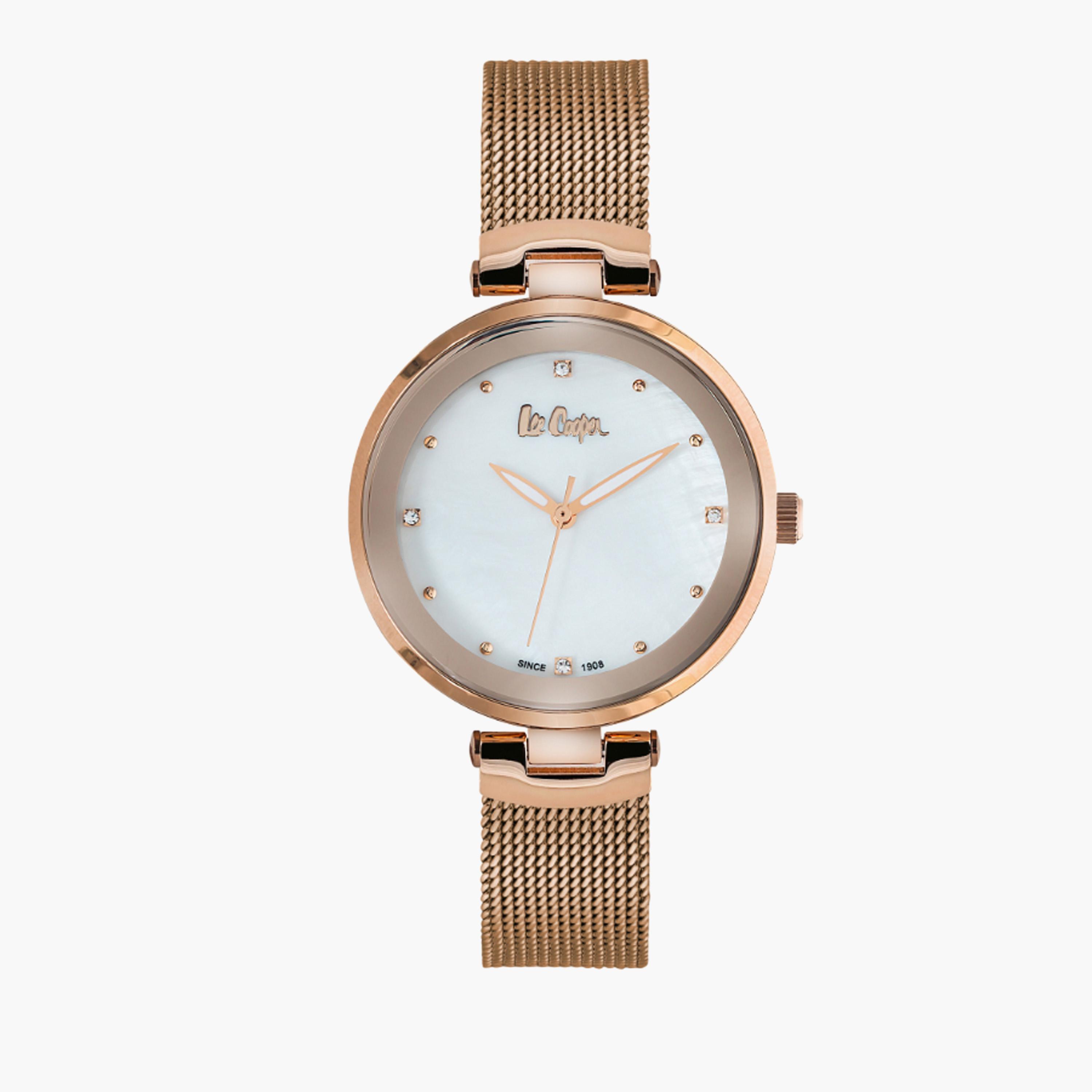 ساعة يد تناظرية ذهبية وردية للنساء من لي كوبر - LC06508.420-women-watchesandjewellery-watches-image-1