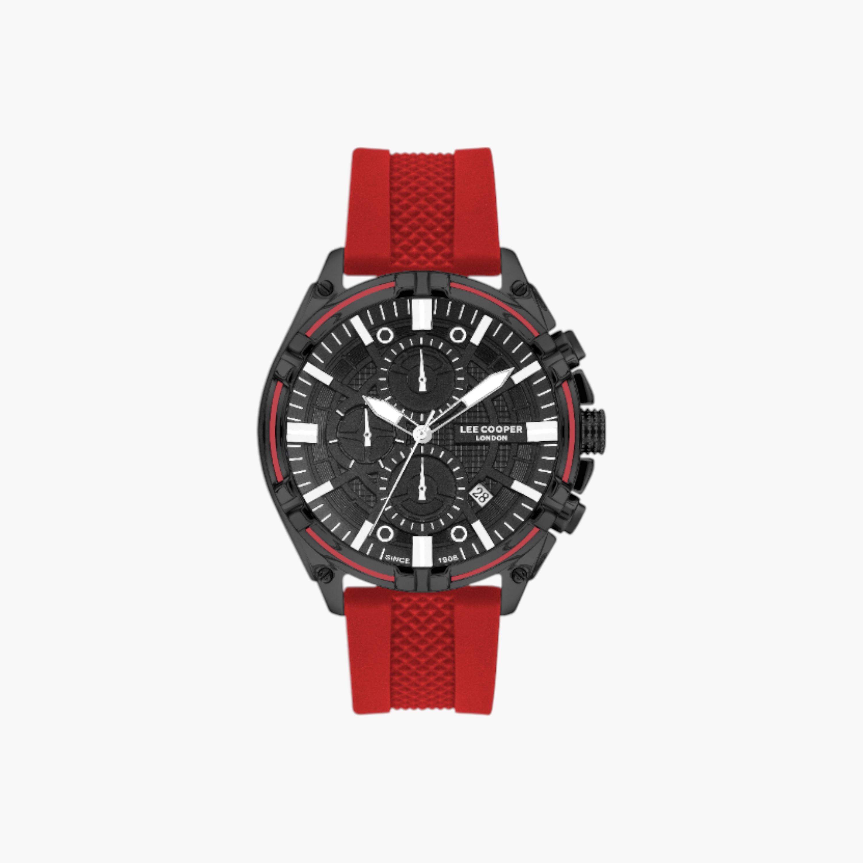 ساعة سيليكون أنالوج مينا أسود من لي كوبر-men-watchesandjewellery-watches-image-1