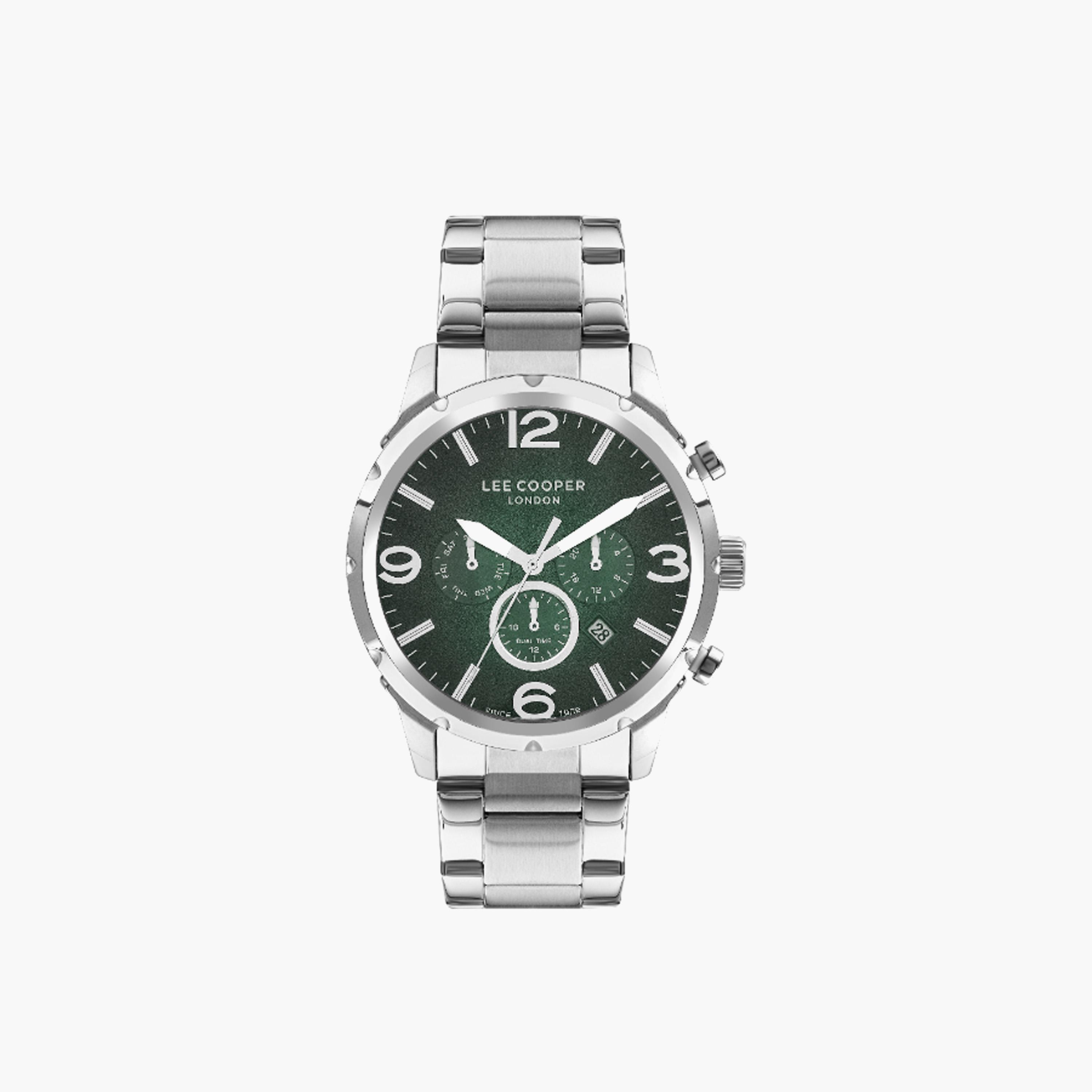 ساعة كرونوغراف معدن بميناء أخضر من لي كوبر-men-watchesandjewellery-watches-image-1