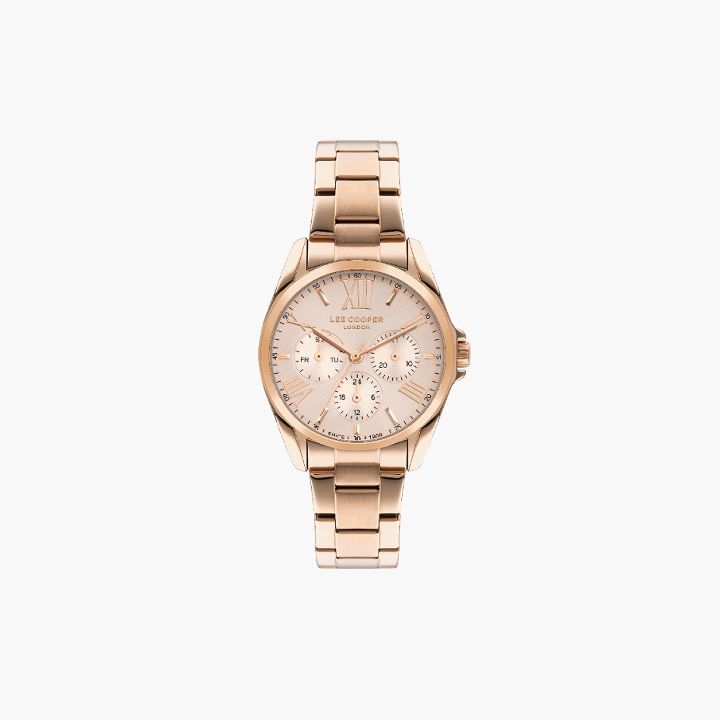 ساعة يد كرونوغراف لون ذهب وردي للنساء من لي كوبر LC07685.410-women-watchesandjewellery-watches-image-1