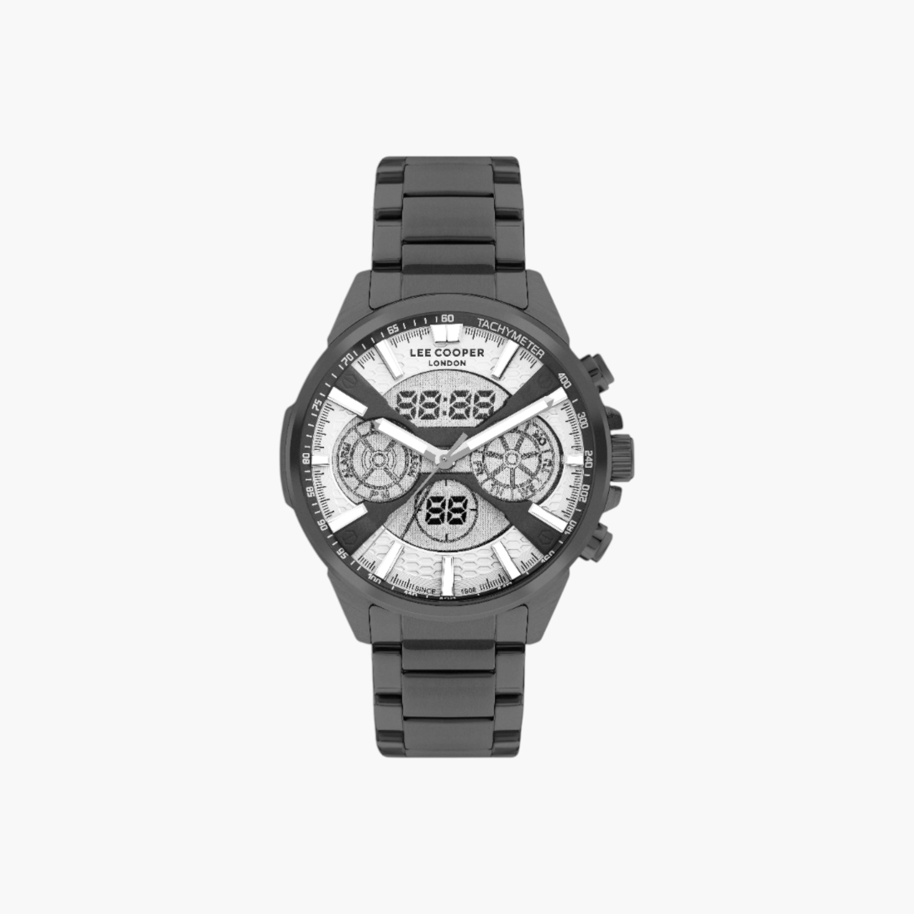 ساعة رقمية معدن مينا فضي من لي كوبر-men-watchesandjewellery-watches-image-1