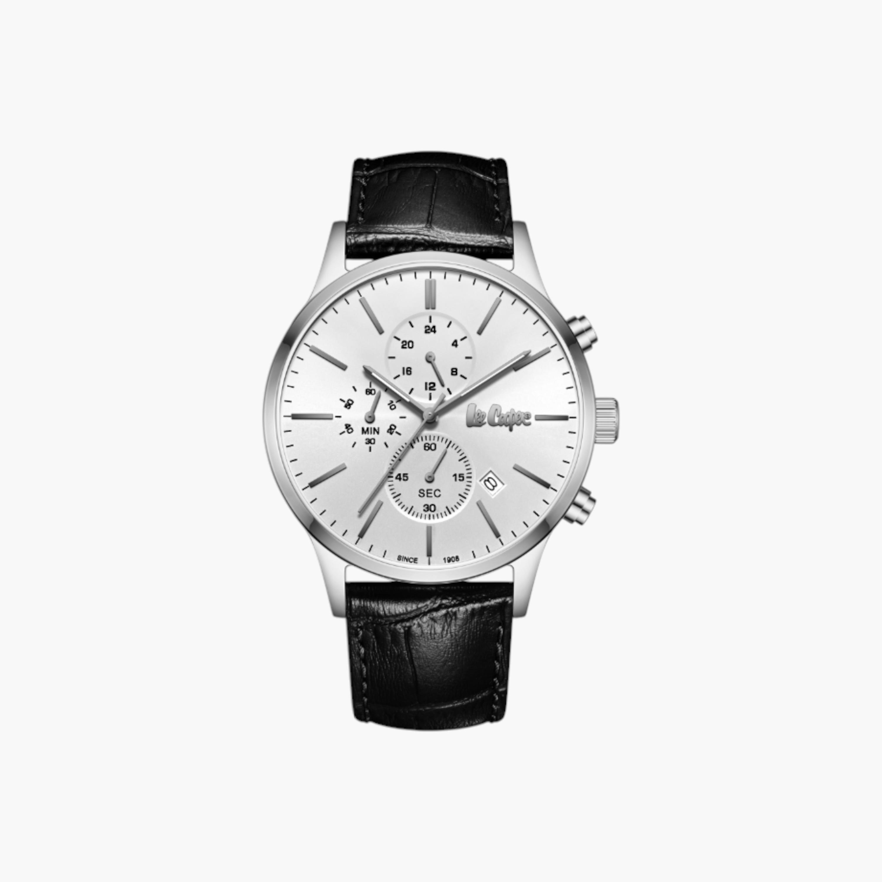 Lee Cooper Chronograph Silver Dial Leather Wrist Watch-men-watchesandjewellery-watches-image-1