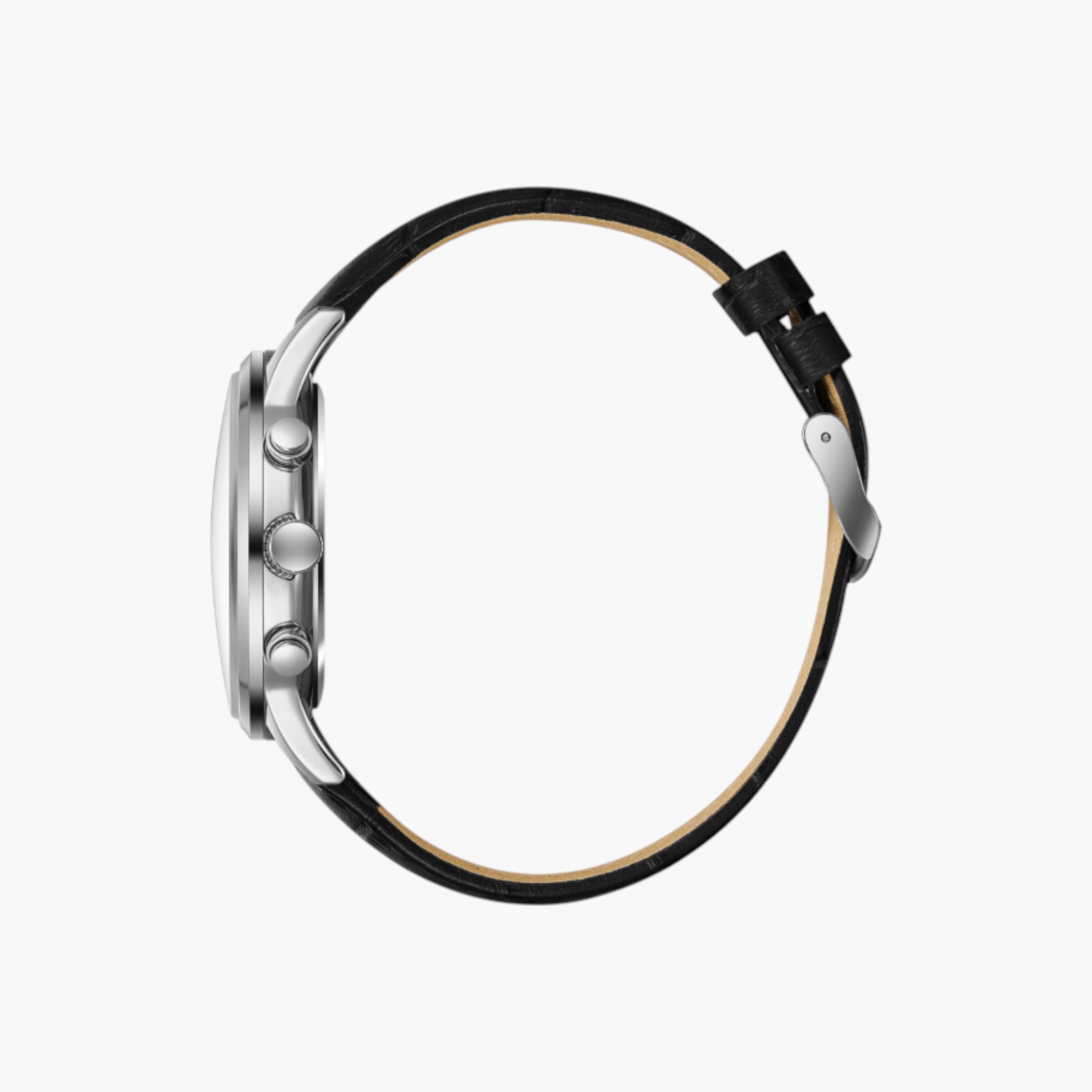 ساعة يد كرونوغراف بقرص فضي وسوار جلدي من لي كوبر-men-watchesandjewellery-watches-image-3