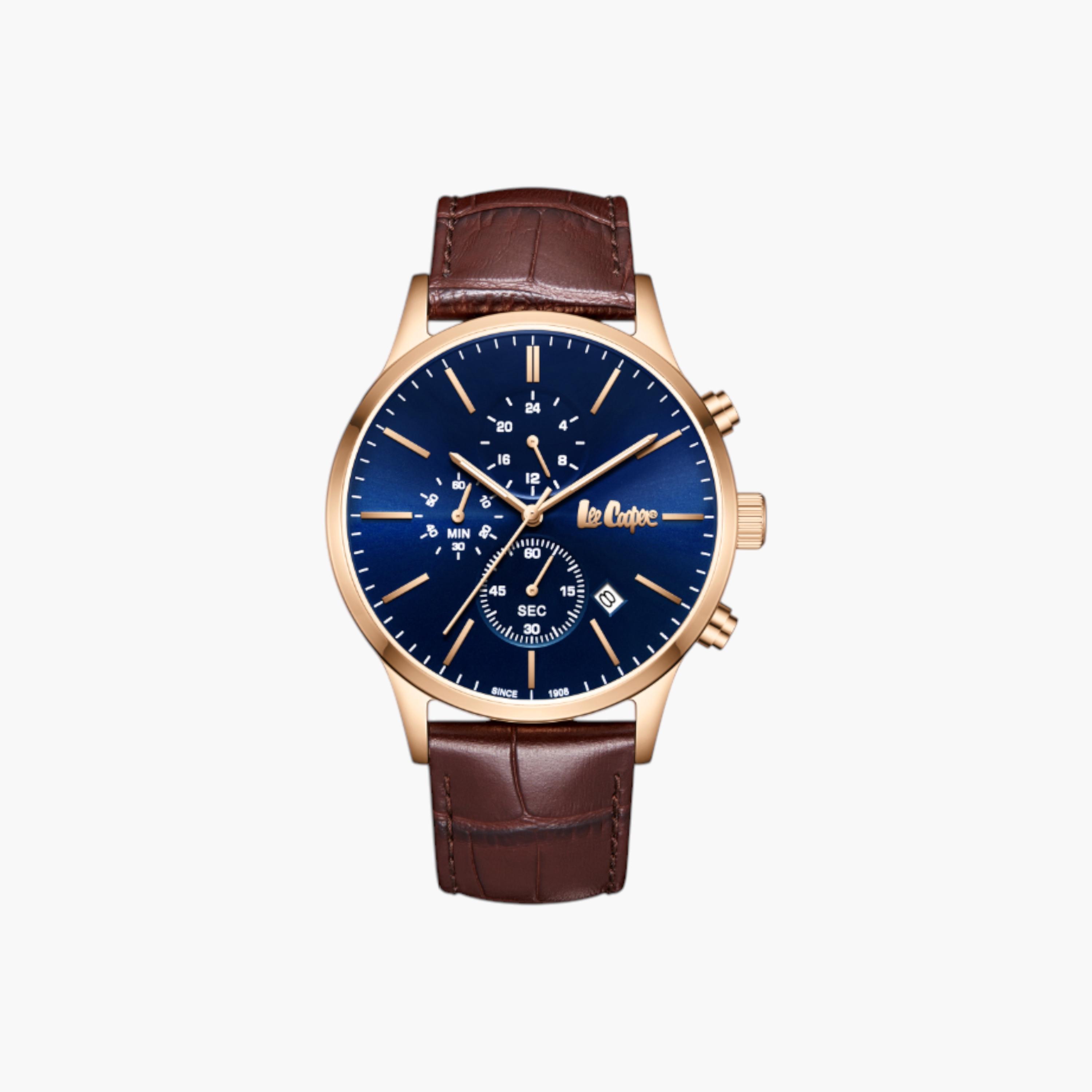 Lee Cooper Chronograph Blue Dial Leather Watch-men-watchesandjewellery-watches-image-1