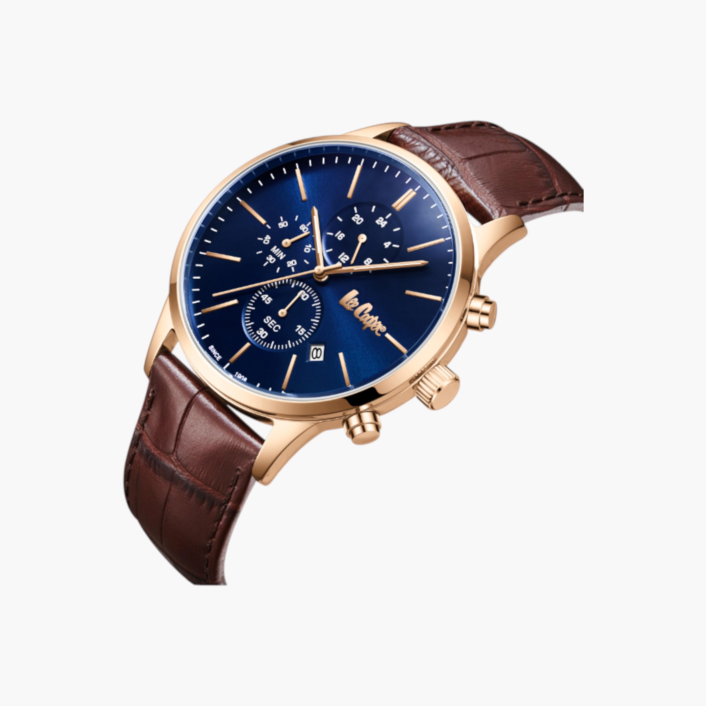 Lee Cooper Chronograph Blue Dial Leather Watch-men-watchesandjewellery-watches-image-4