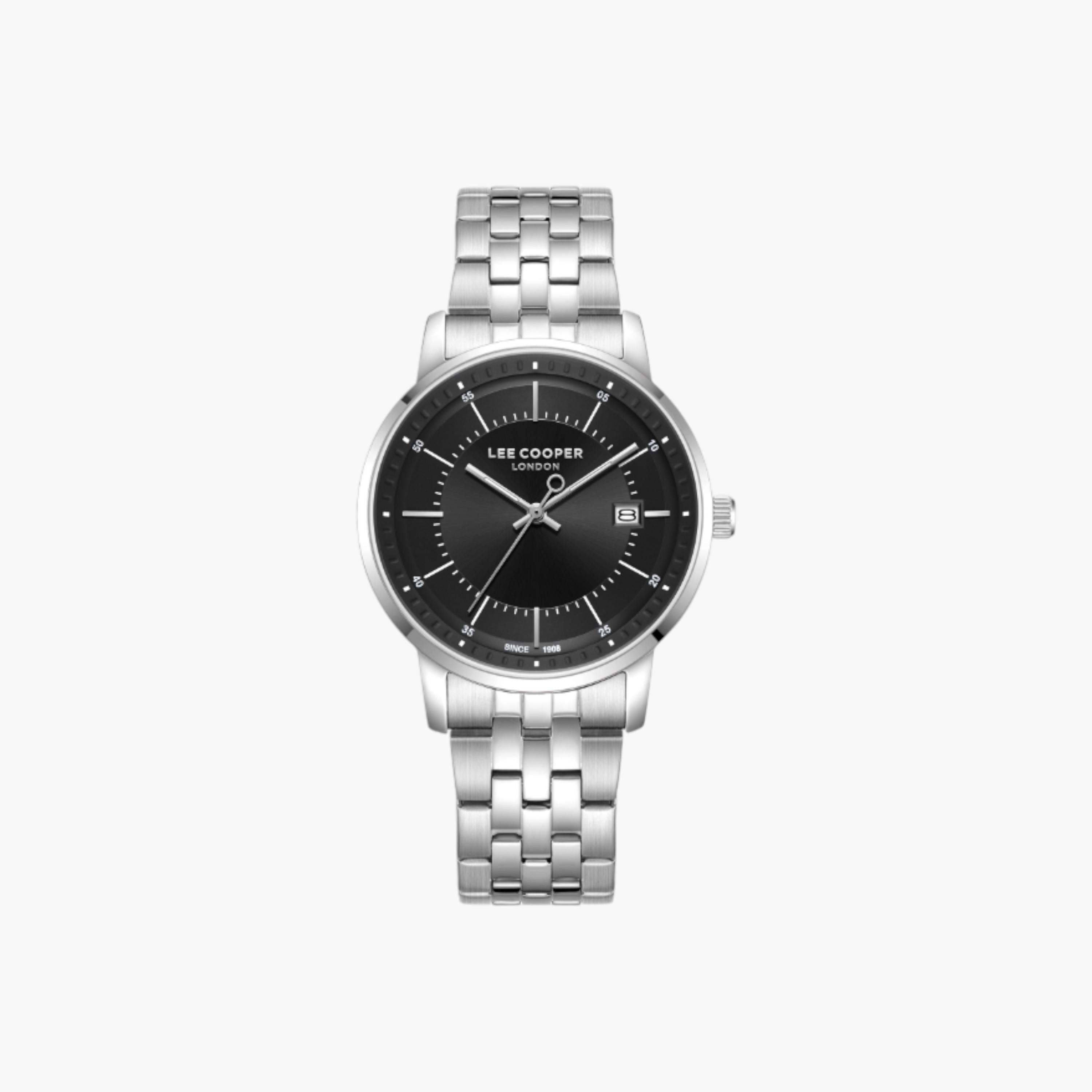 ساعة معدن أنالوج مينا أسود من لي كوبر-men-watchesandjewellery-watches-image-1