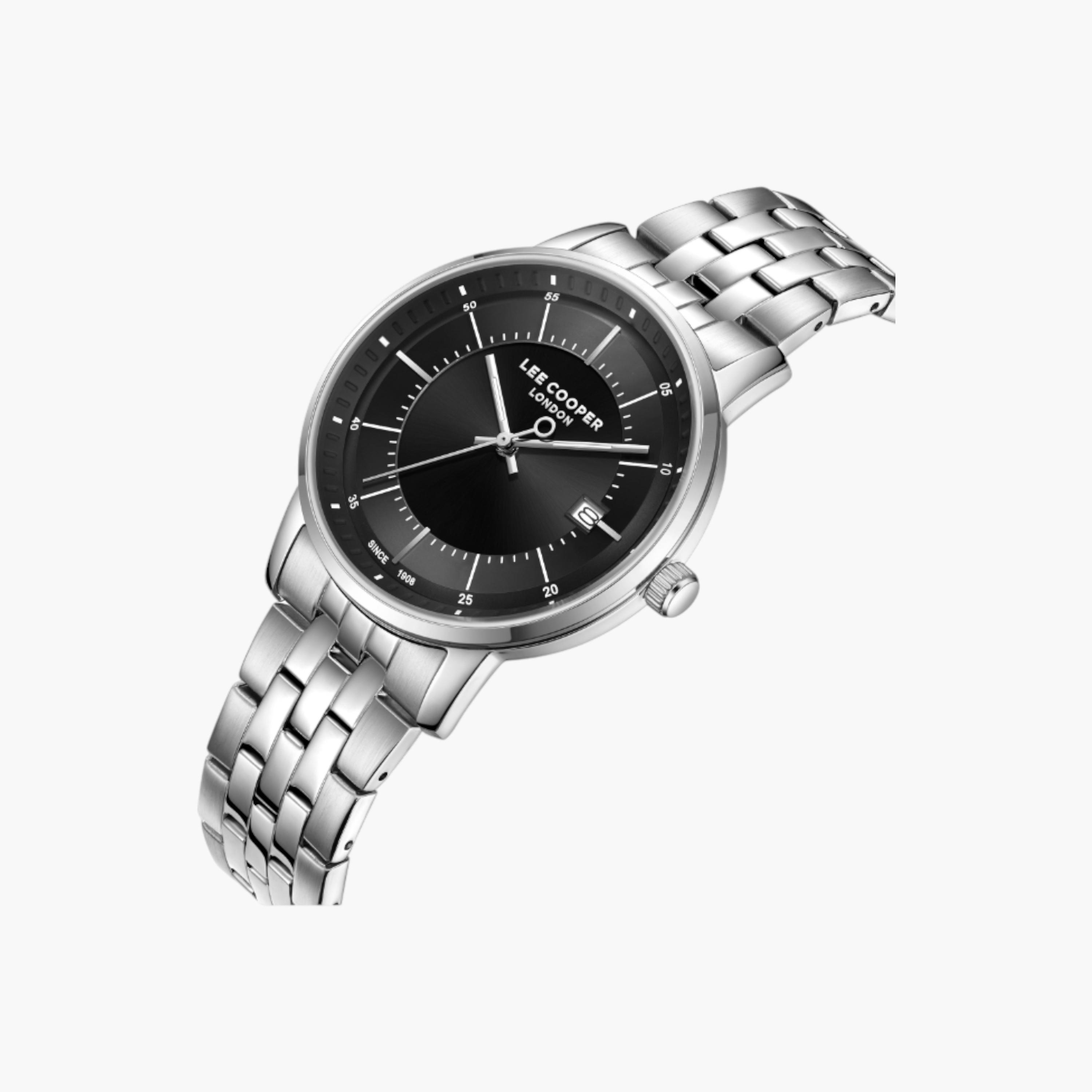 ساعة معدن أنالوج مينا أسود من لي كوبر-men-watchesandjewellery-watches-image-2