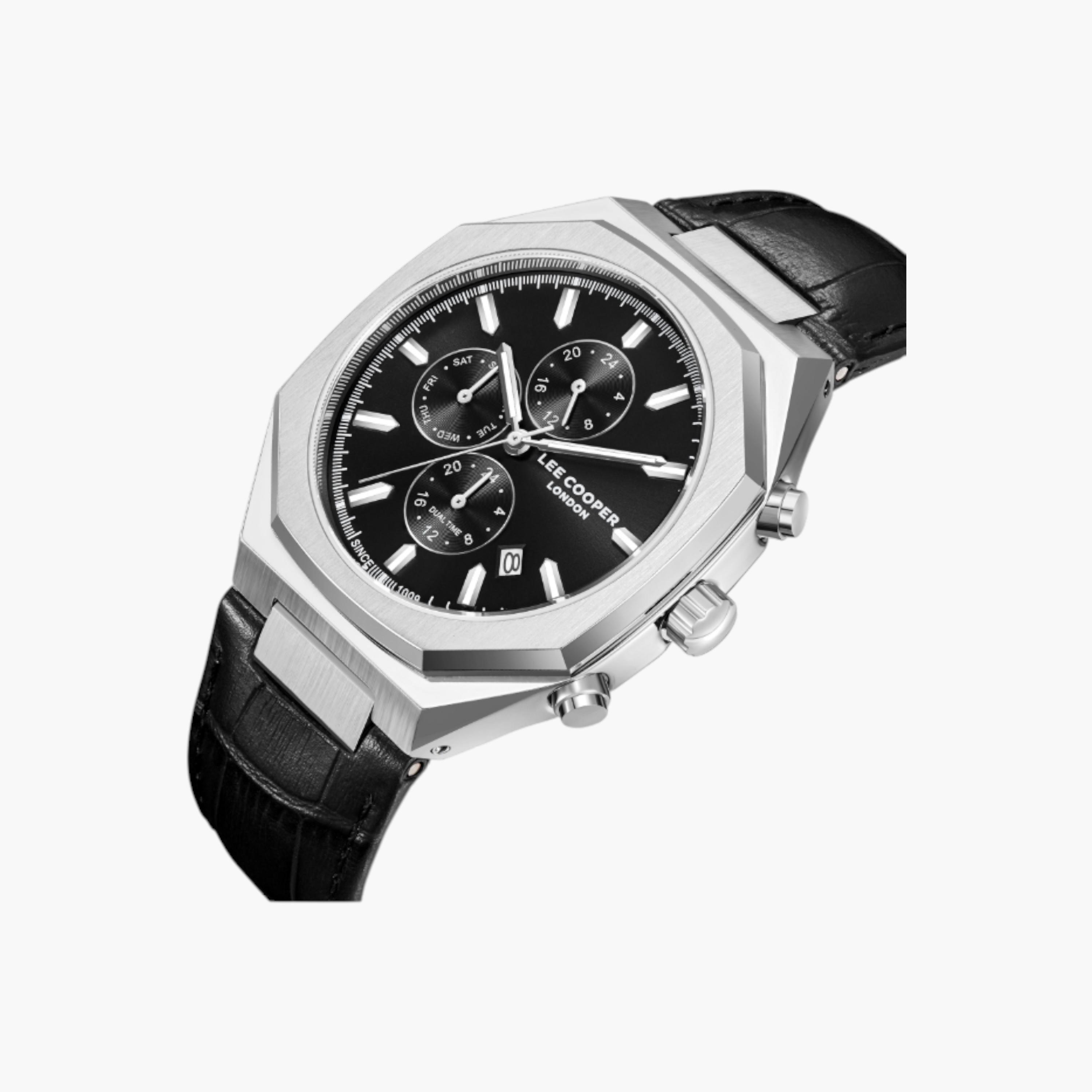 Lee Cooper Chronograph Black Dial Leather Watch-men-watchesandjewellery-watches-image-2