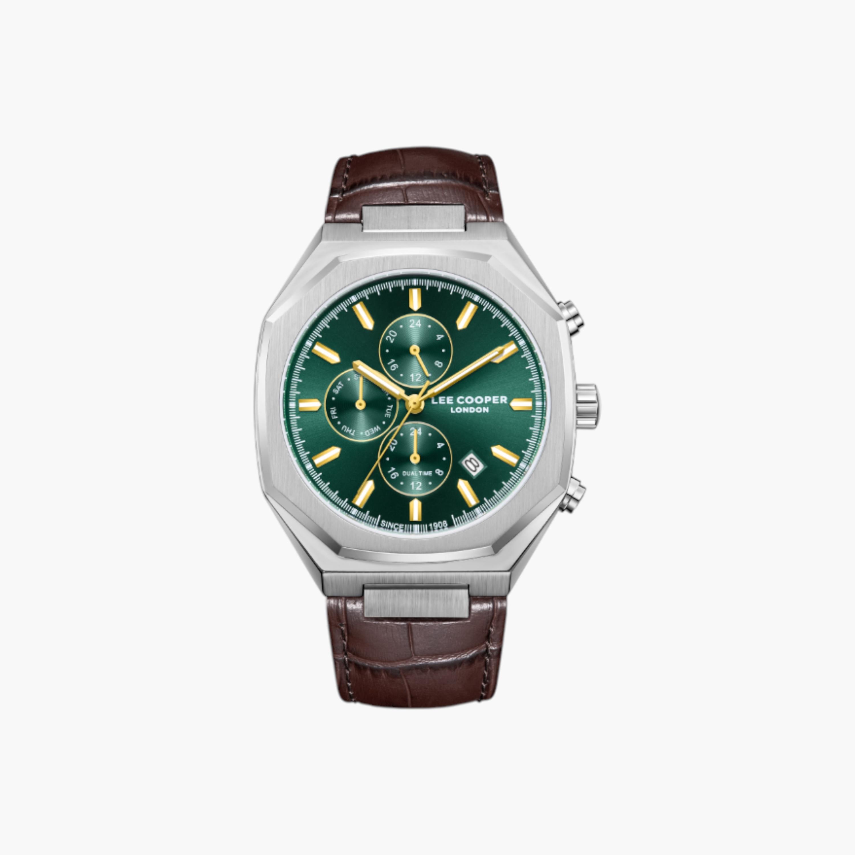 Lee Cooper Chronograph Green Dial Leather Watch-men-watchesandjewellery-watches-image-1