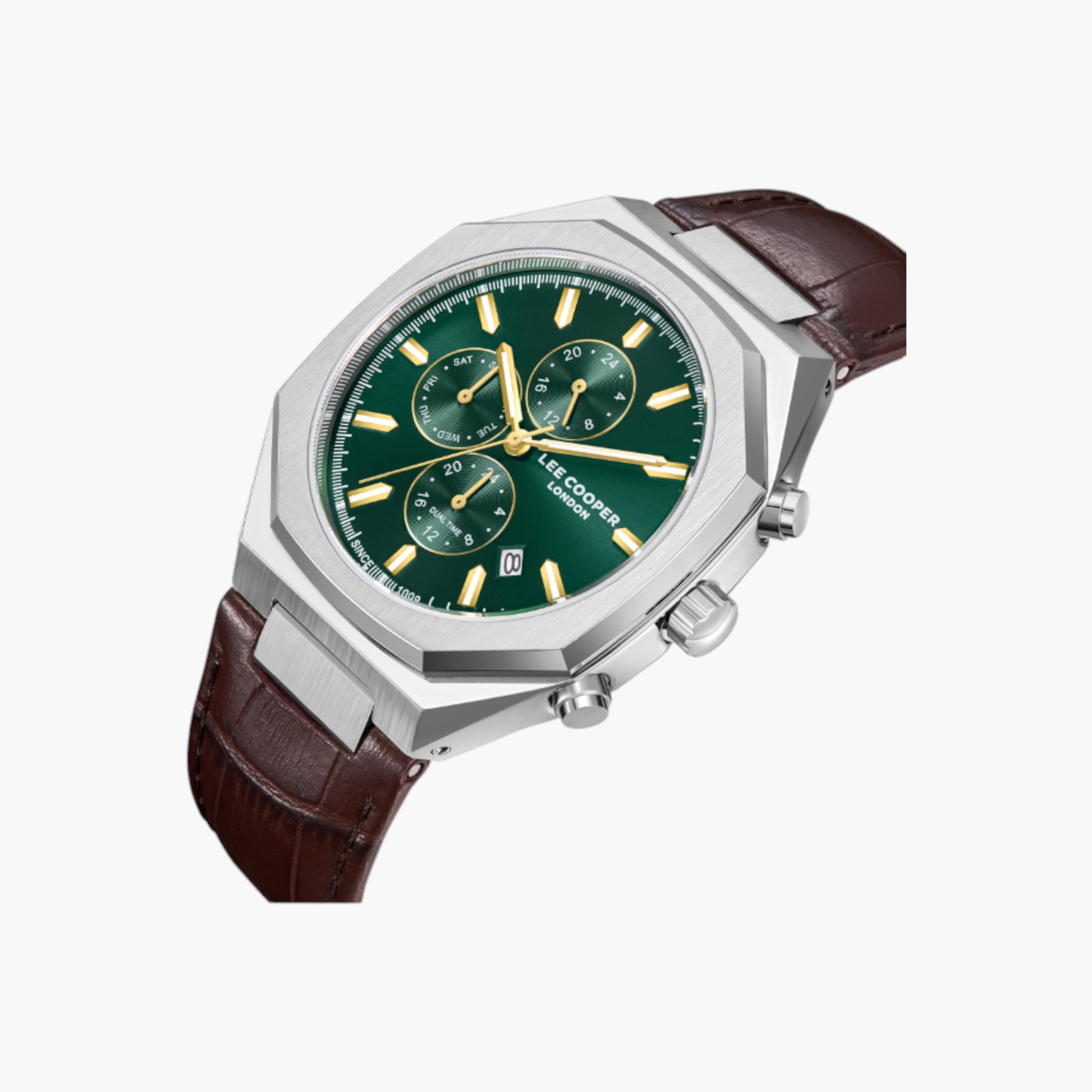 Lee Cooper Chronograph Green Dial Leather Watch-men-watchesandjewellery-watches-image-2