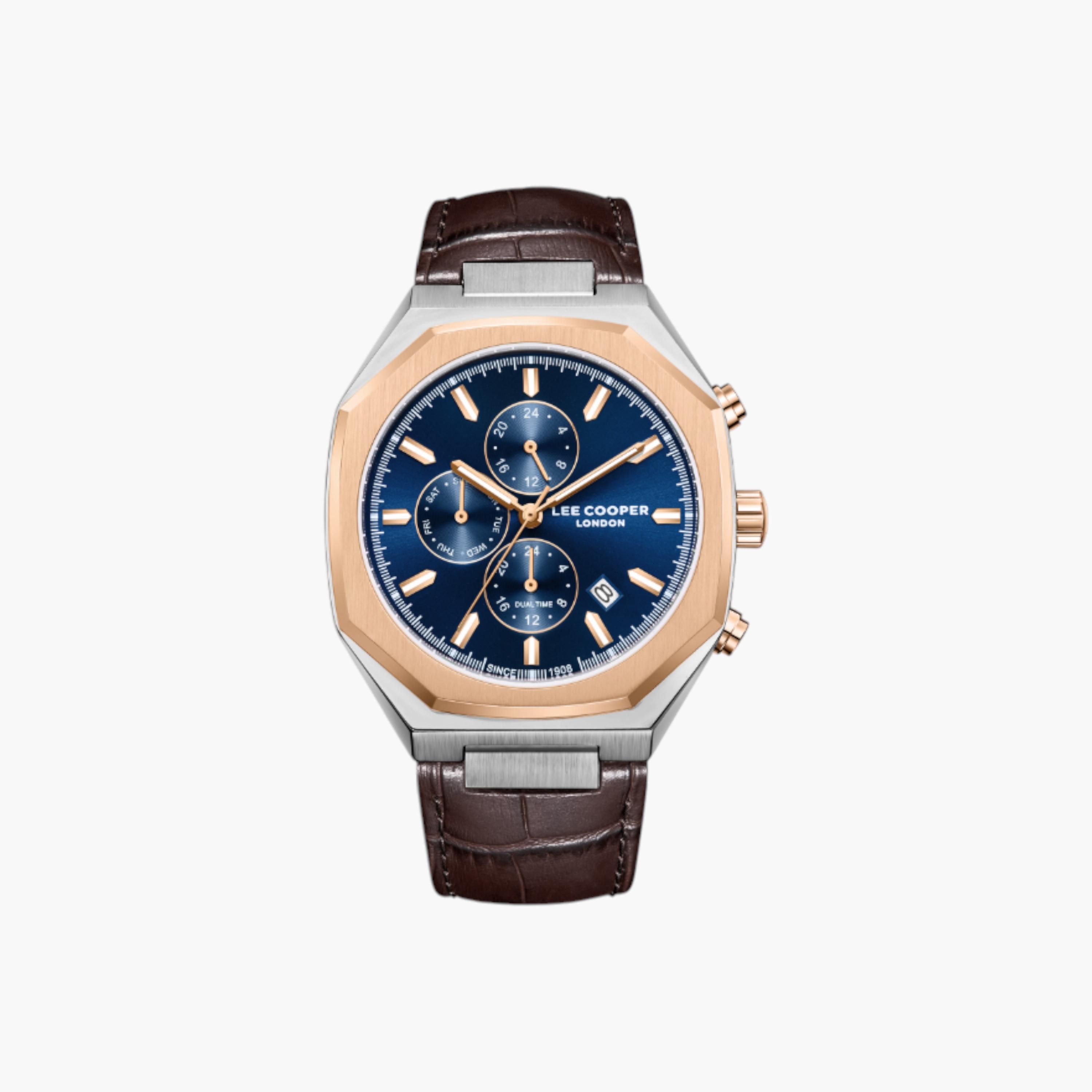 Lee Cooper Chronograph Blue Dial Leather Watch-men-watchesandjewellery-watches-image-1