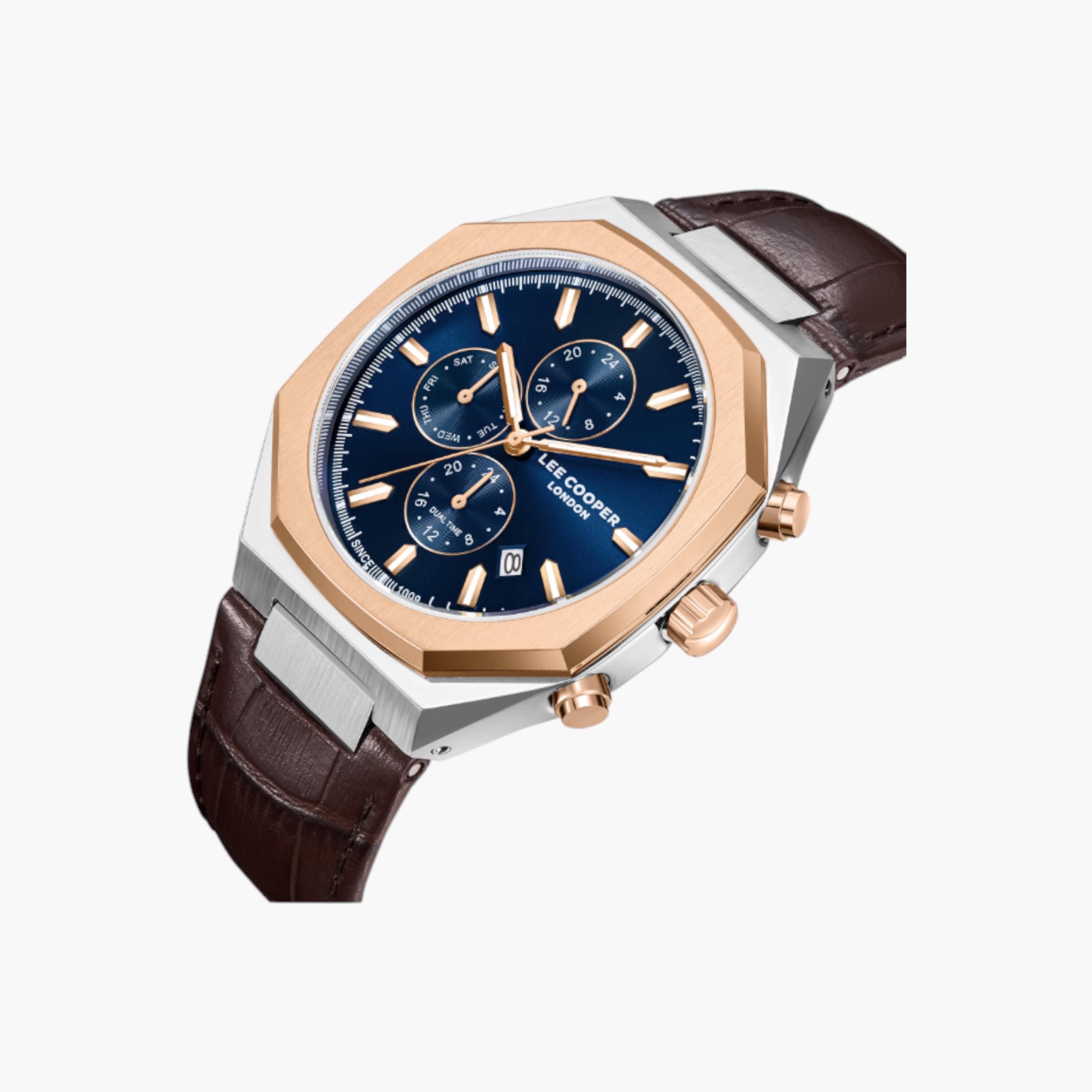 Lee Cooper Chronograph Blue Dial Leather Watch-men-watchesandjewellery-watches-image-2
