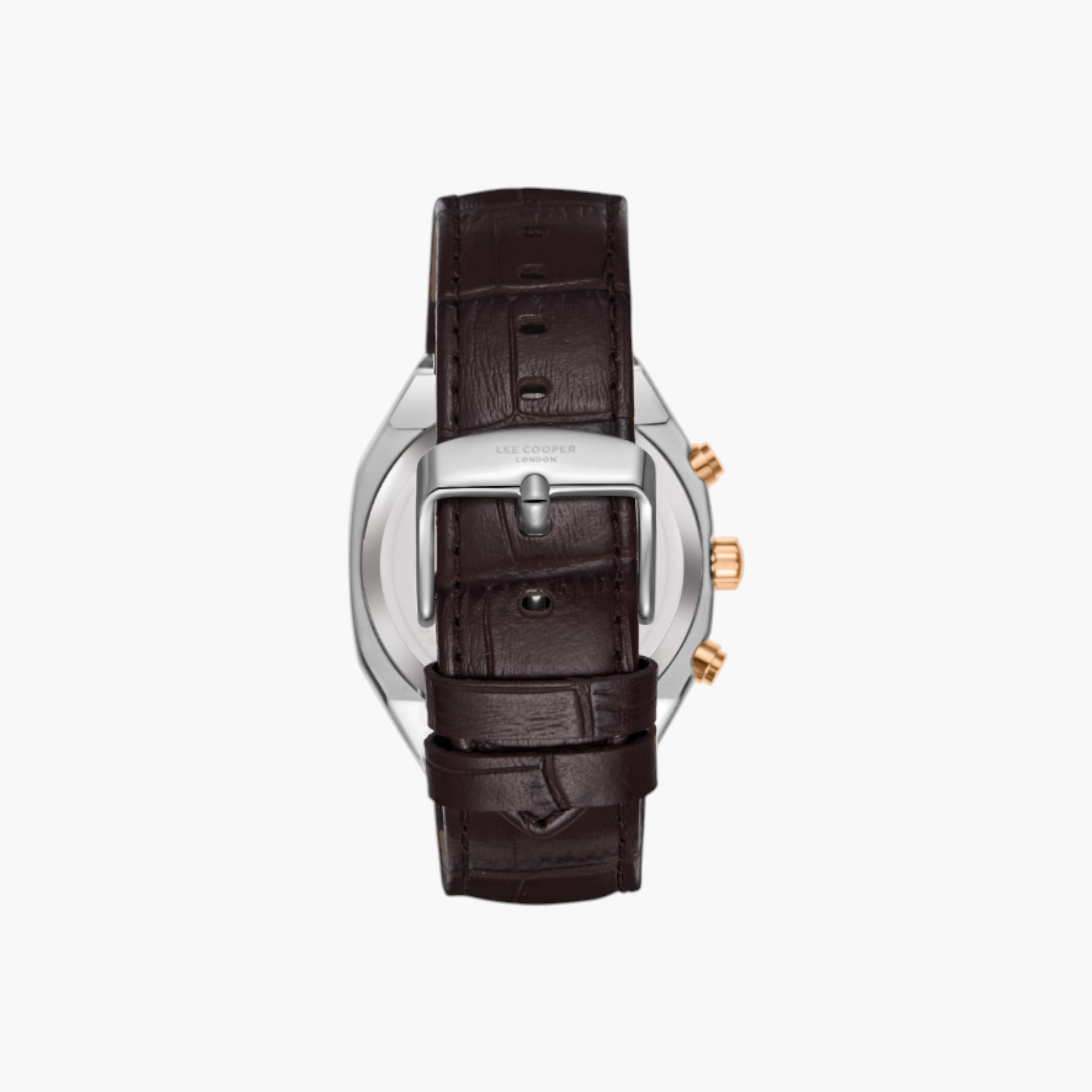ساعة يد كرونوغراف بقرص أزرق وسوار جلدي من لي كوبر-men-watchesandjewellery-watches-image-4