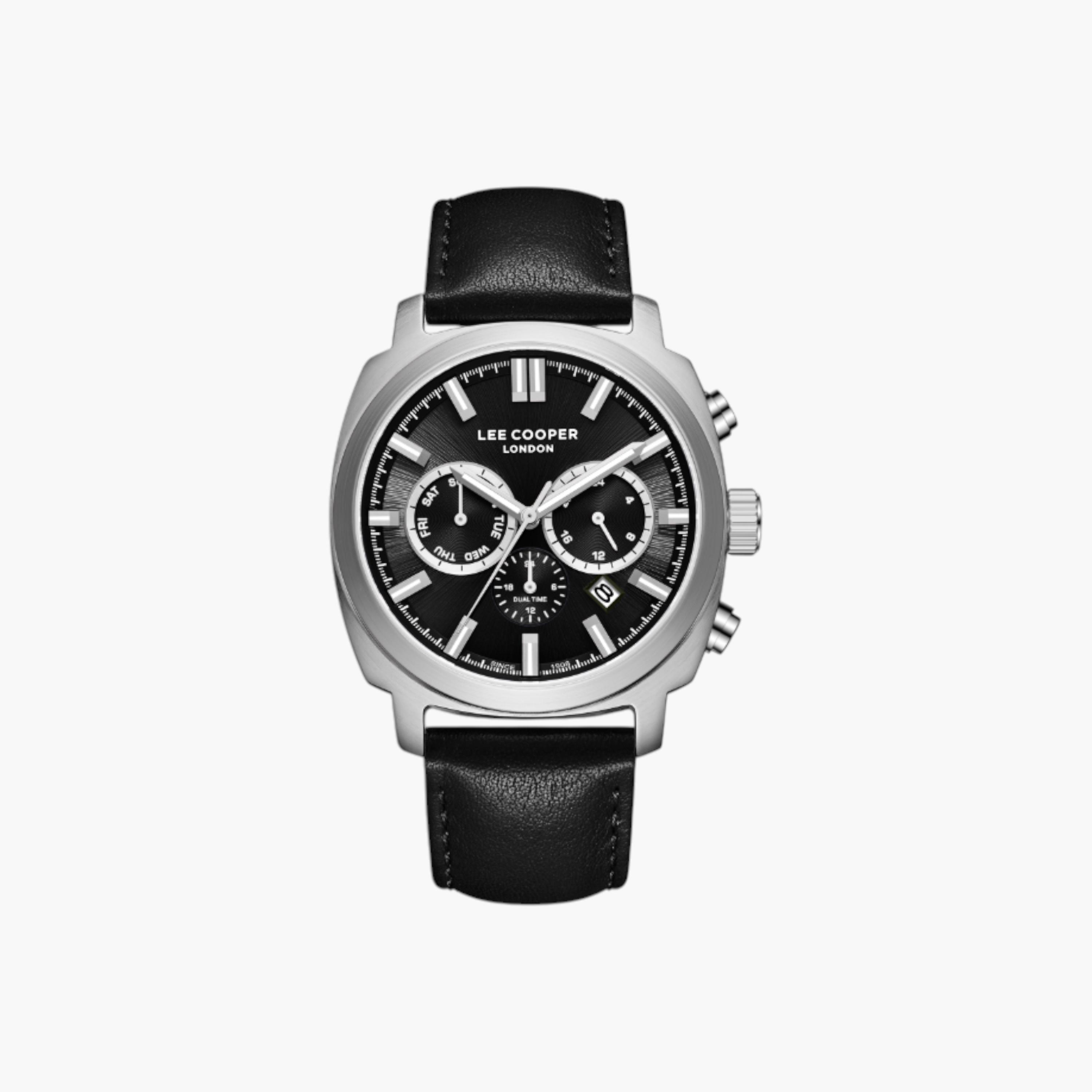 Lee Cooper Chronograph Black Dial Leather Wrist Watch-men-watchesandjewellery-watches-image-1