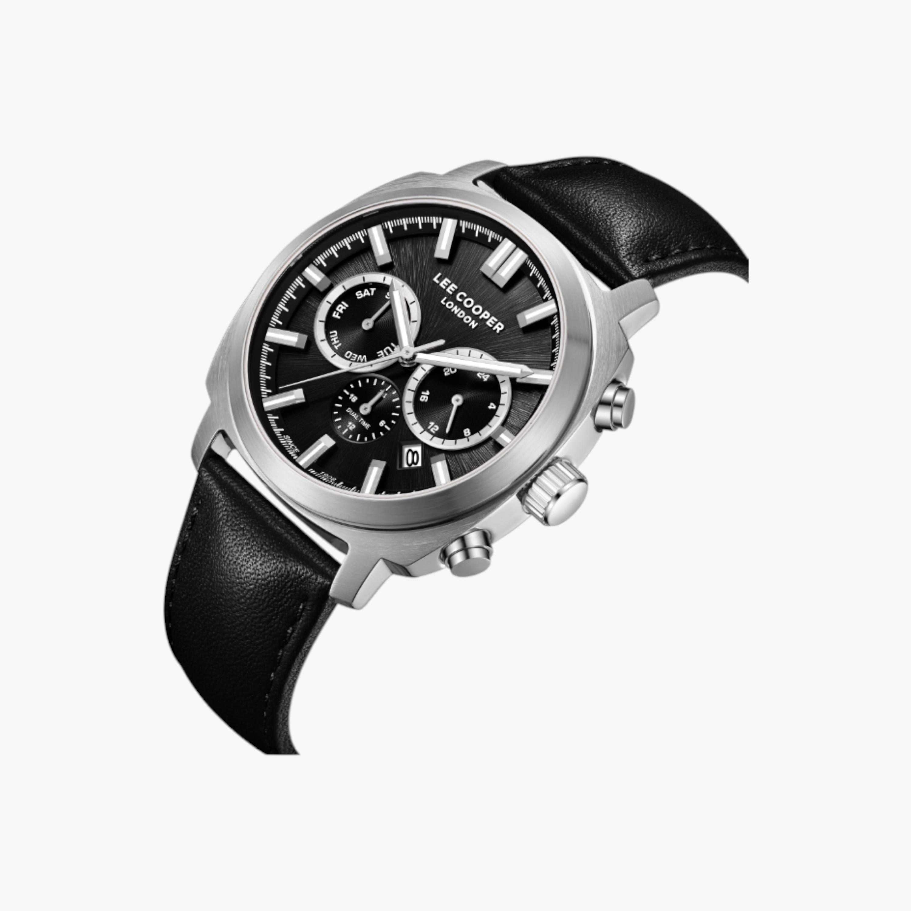Lee Cooper Chronograph Black Dial Leather Wrist Watch-men-watchesandjewellery-watches-image-2