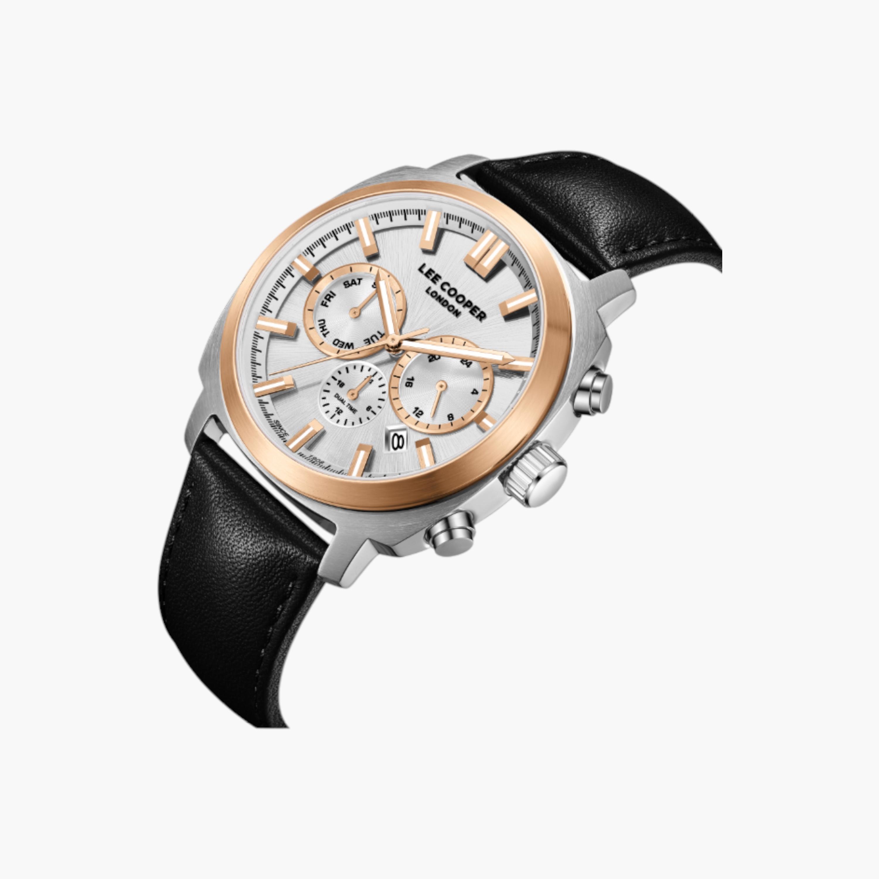Lee Cooper Chronograph Silver Dial Leather Watch-men-watchesandjewellery-watches-image-1