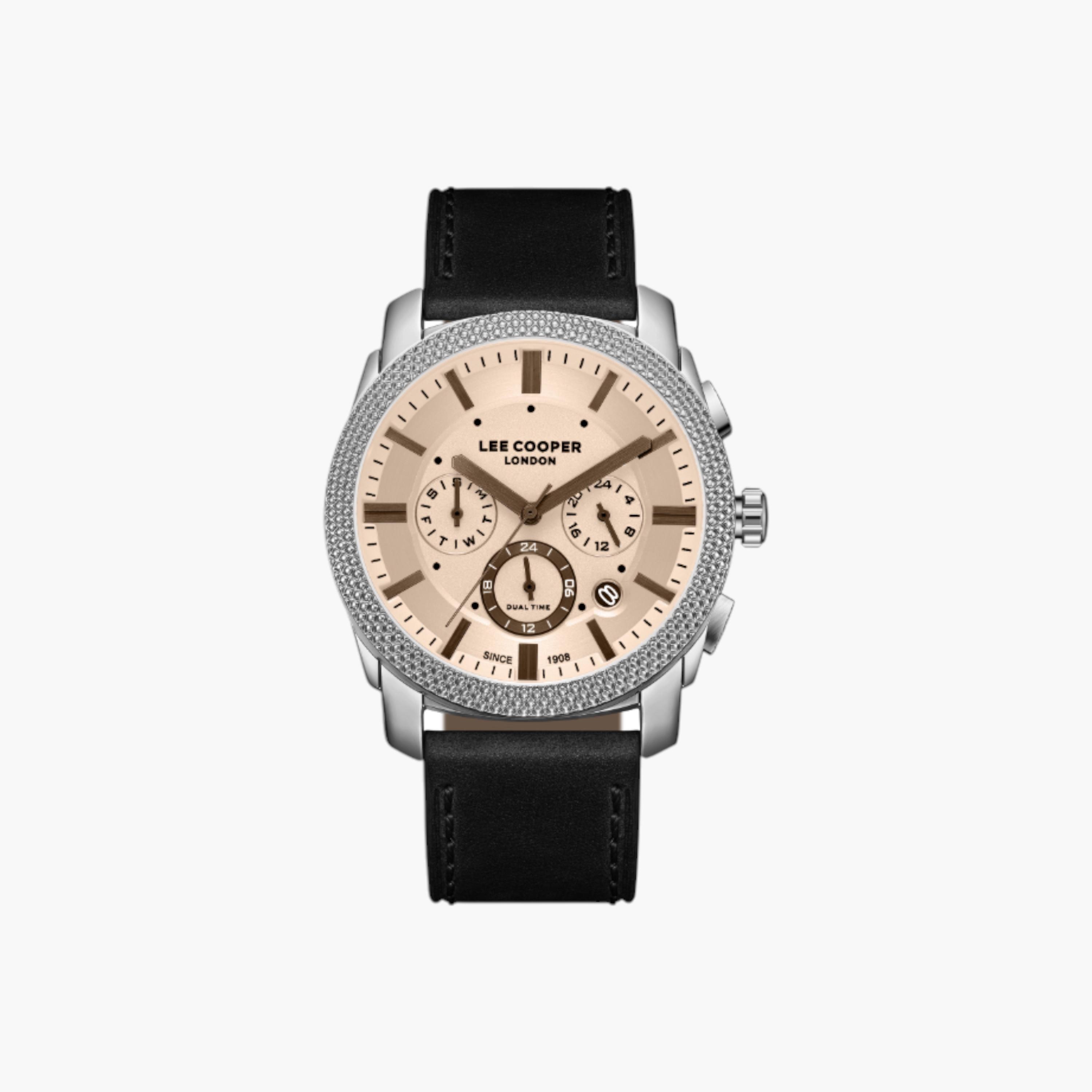 Lee Cooper Chronograph Peach Dial Leather Wrist Watch-men-watchesandjewellery-watches-image-1