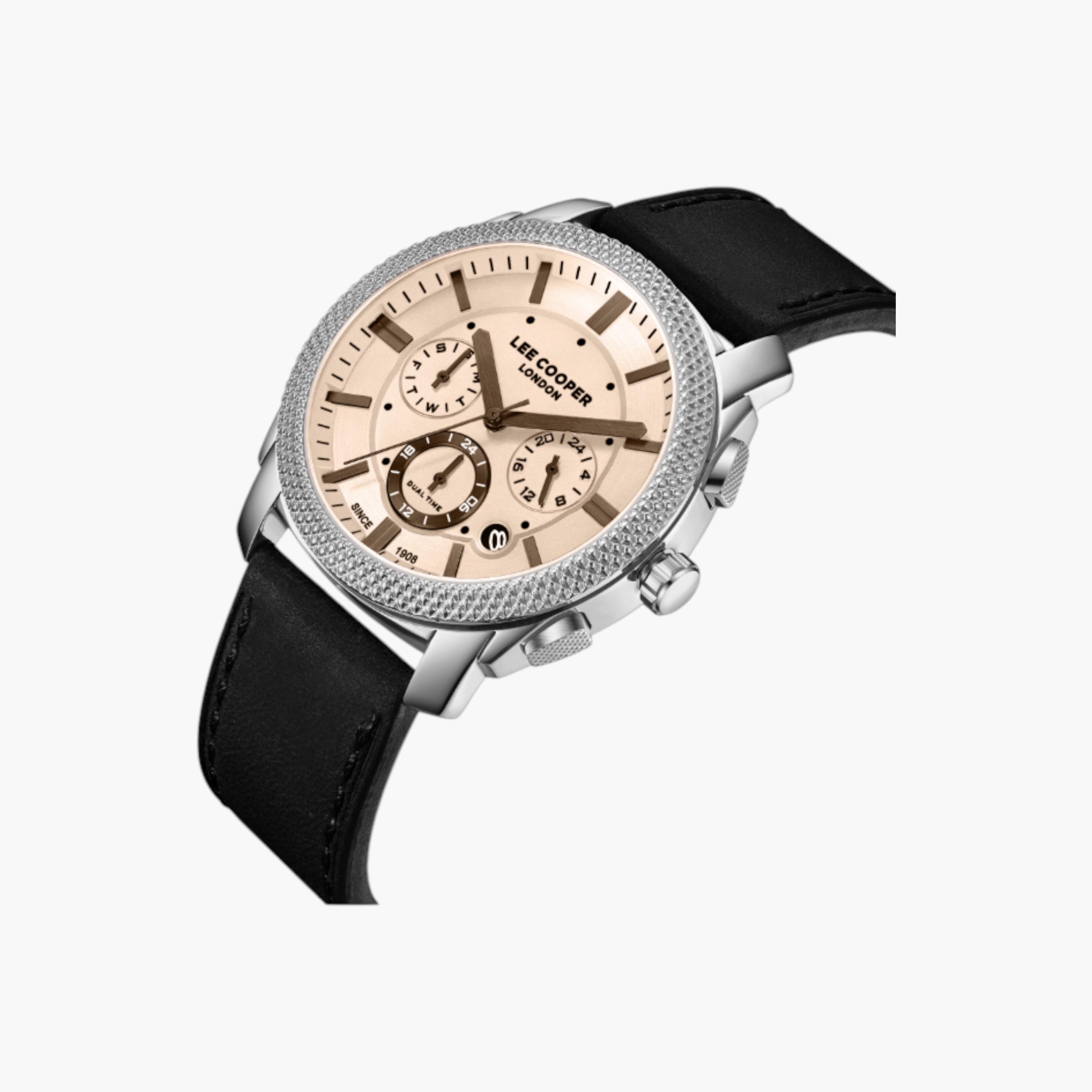 Lee Cooper Chronograph Peach Dial Leather Wrist Watch-men-watchesandjewellery-watches-image-2