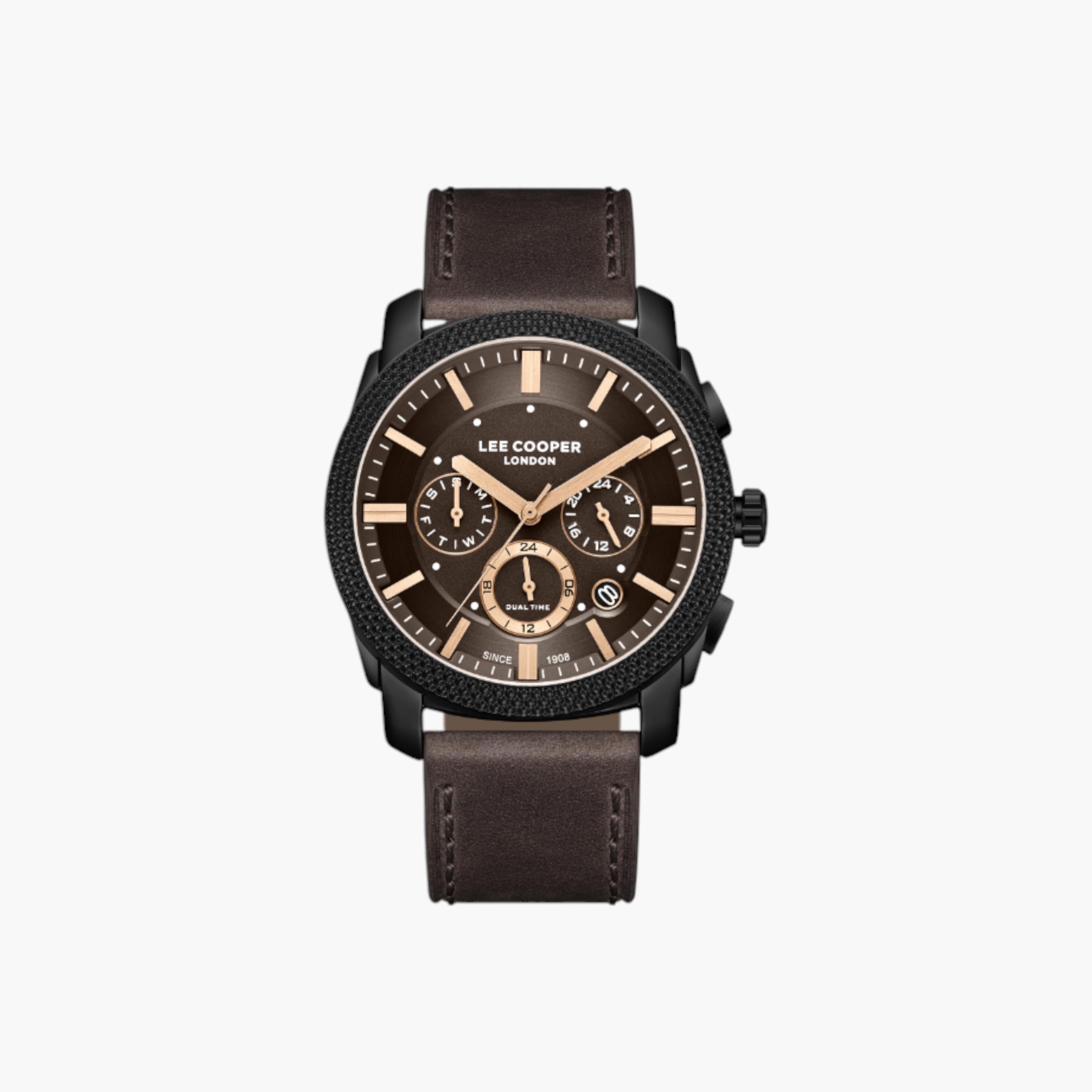 ساعة جلد كرونوغراف مينا بني من لي كوبر-men-watchesandjewellery-watches-image-1