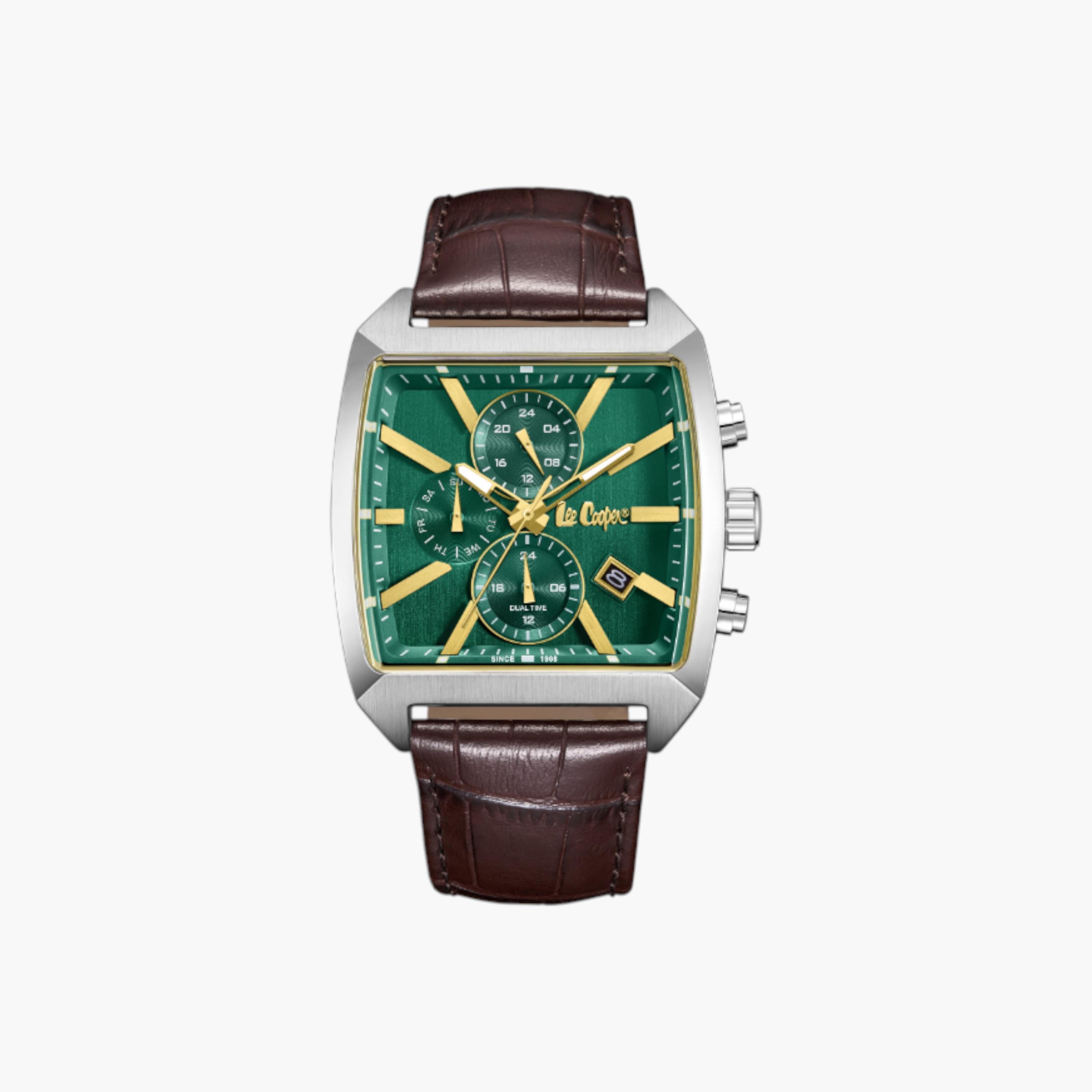Lee Cooper Chronograph Green Dial Leather Wrist Watch-men-watchesandjewellery-watches-image-1