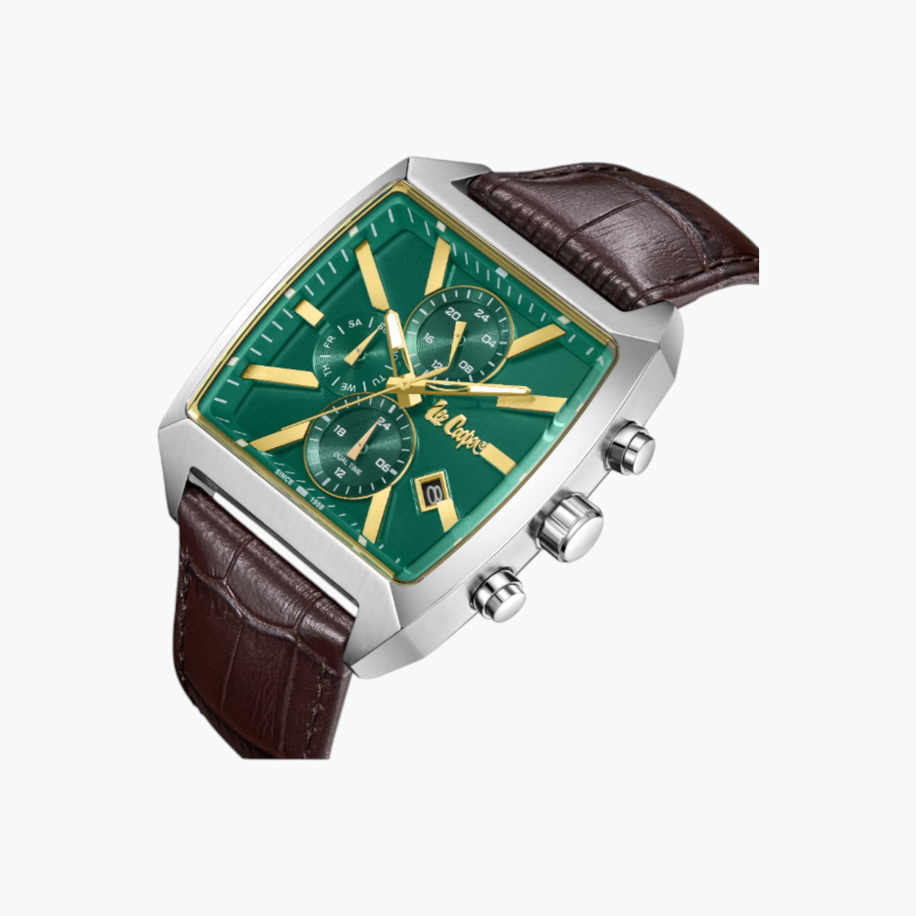 Lee Cooper Chronograph Green Dial Leather Wrist Watch-men-watchesandjewellery-watches-image-2